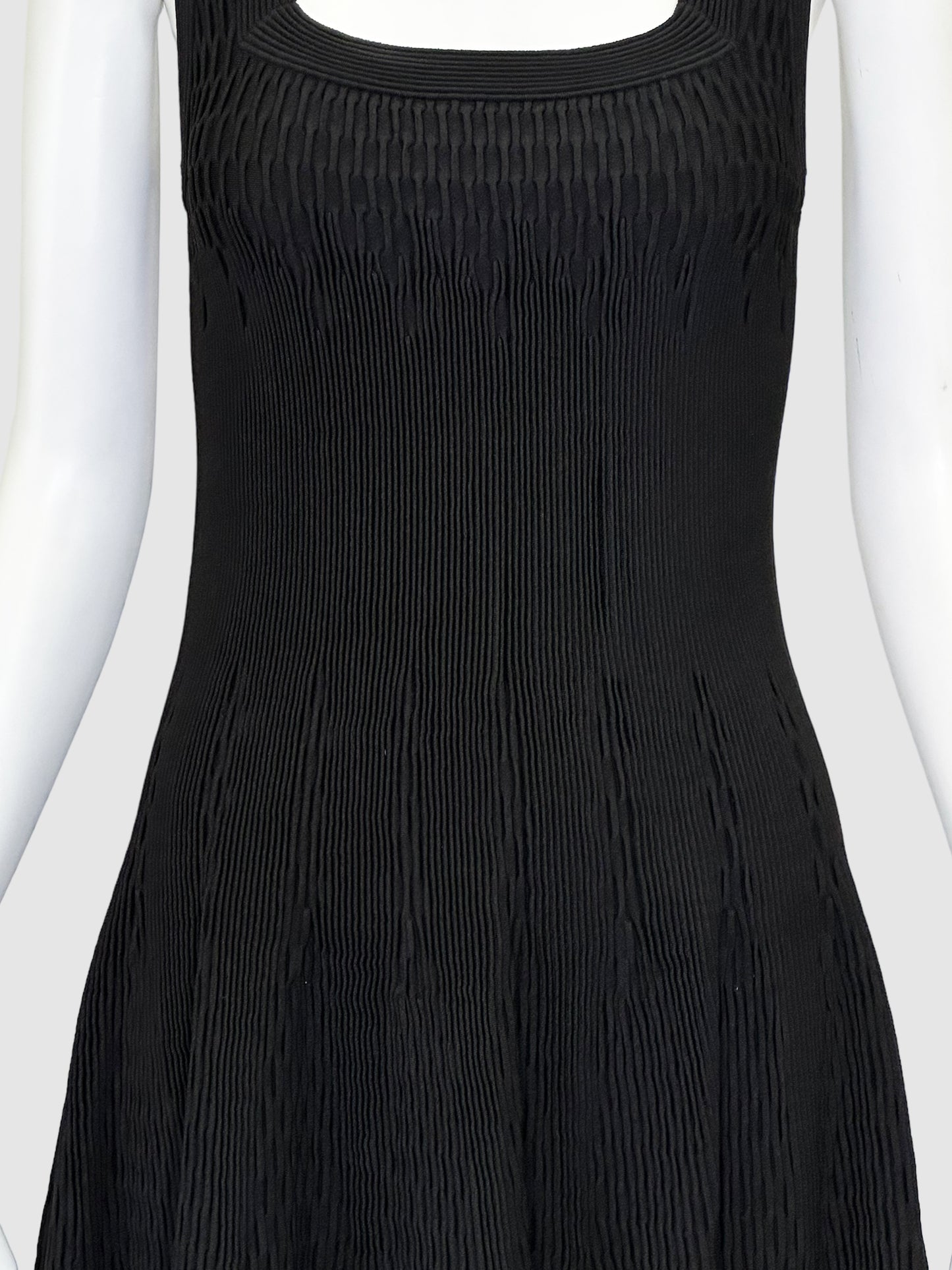 Alaïa Ribbed Square Neck Dress - Size 40