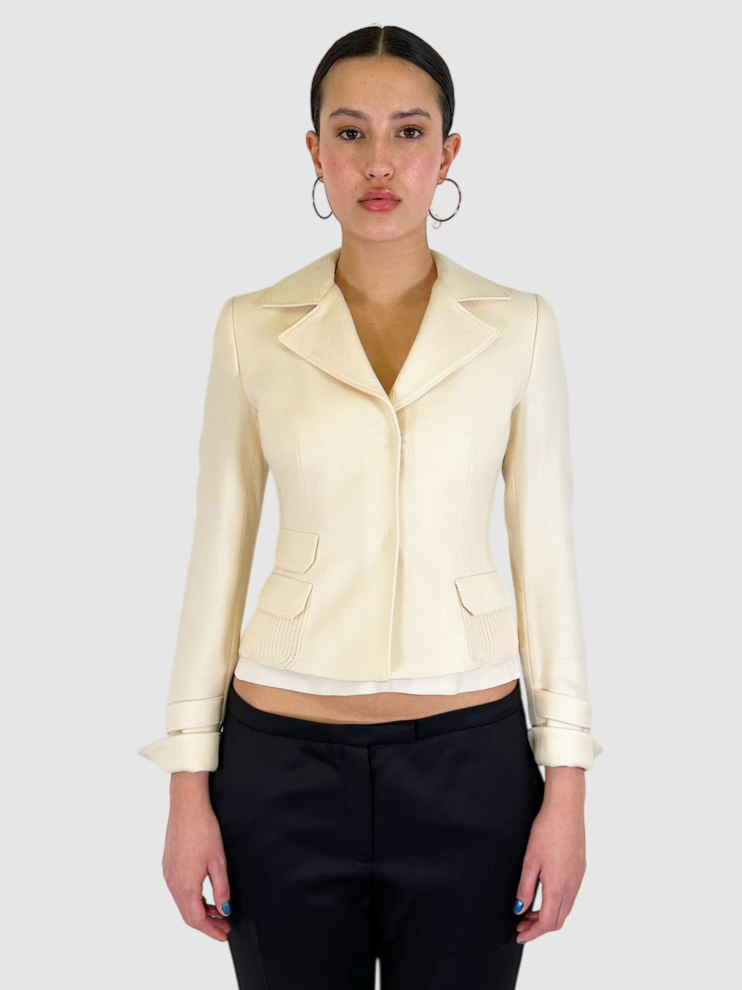 Wool Single-Breasted Blazer - Size 4