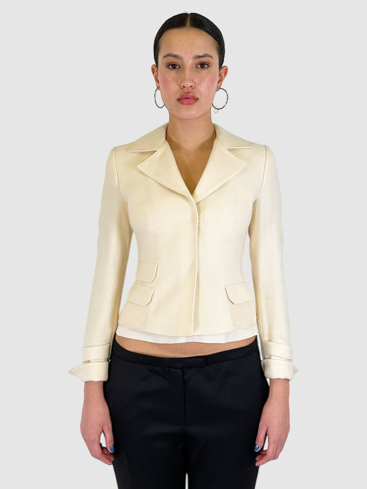 Wool Single-Breasted Blazer - Size 4