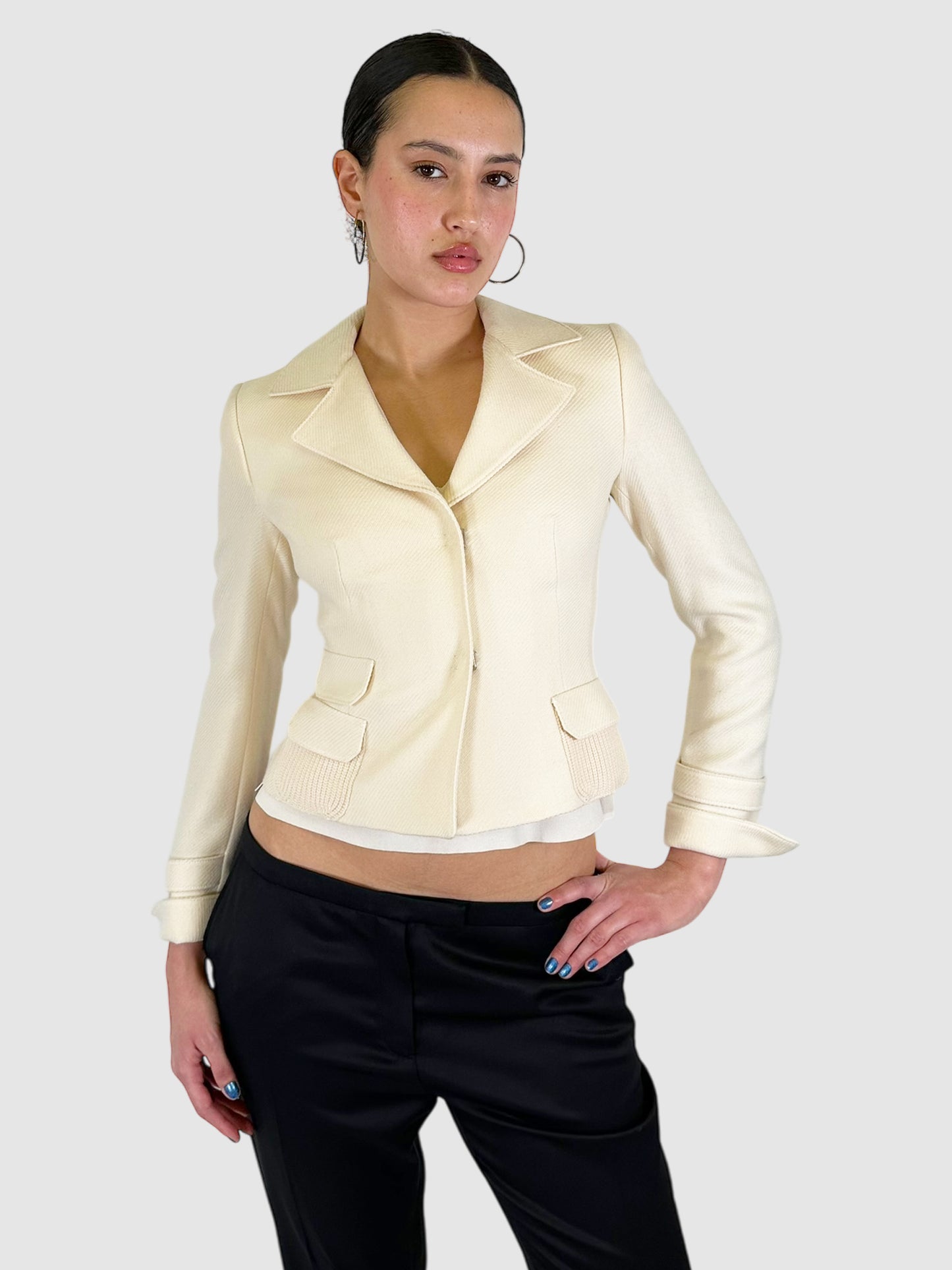 Wool Single-Breasted Blazer - Size 4