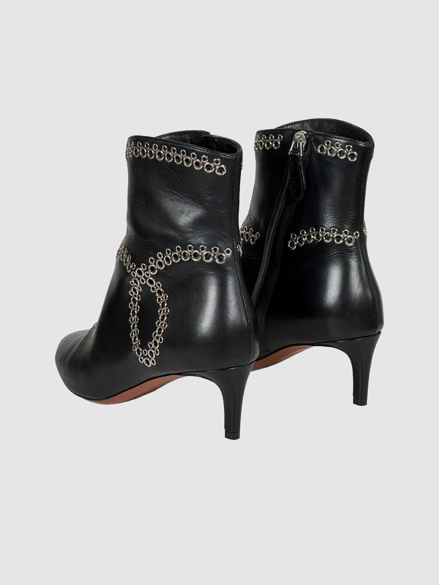 Studded Leather Ankle Boots - Size 37