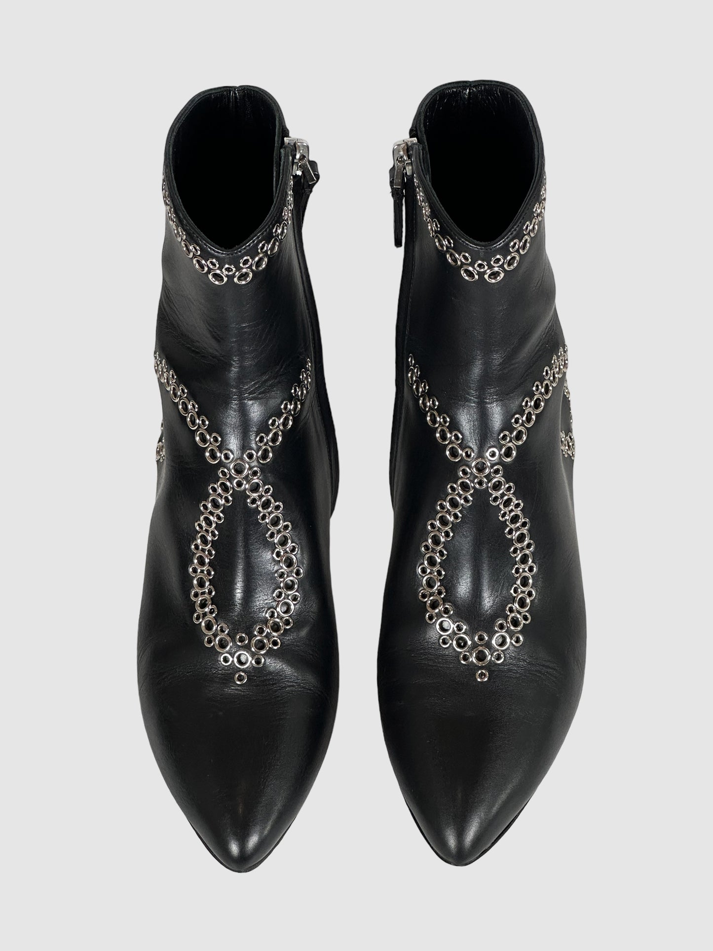 Studded Leather Ankle Boots - Size 37