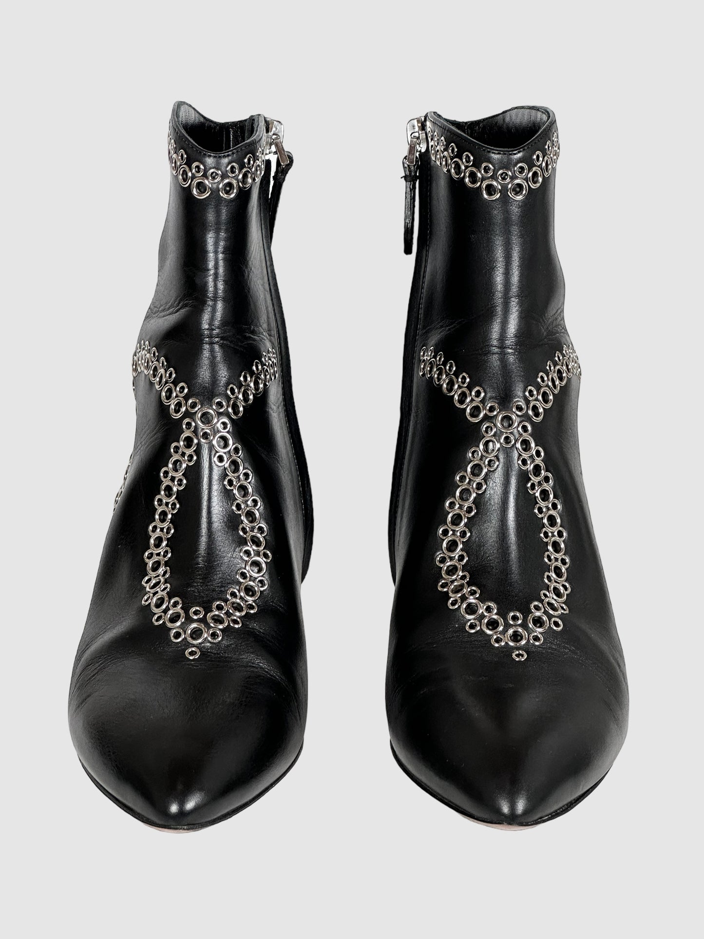 Studded Leather Ankle Boots - Size 37