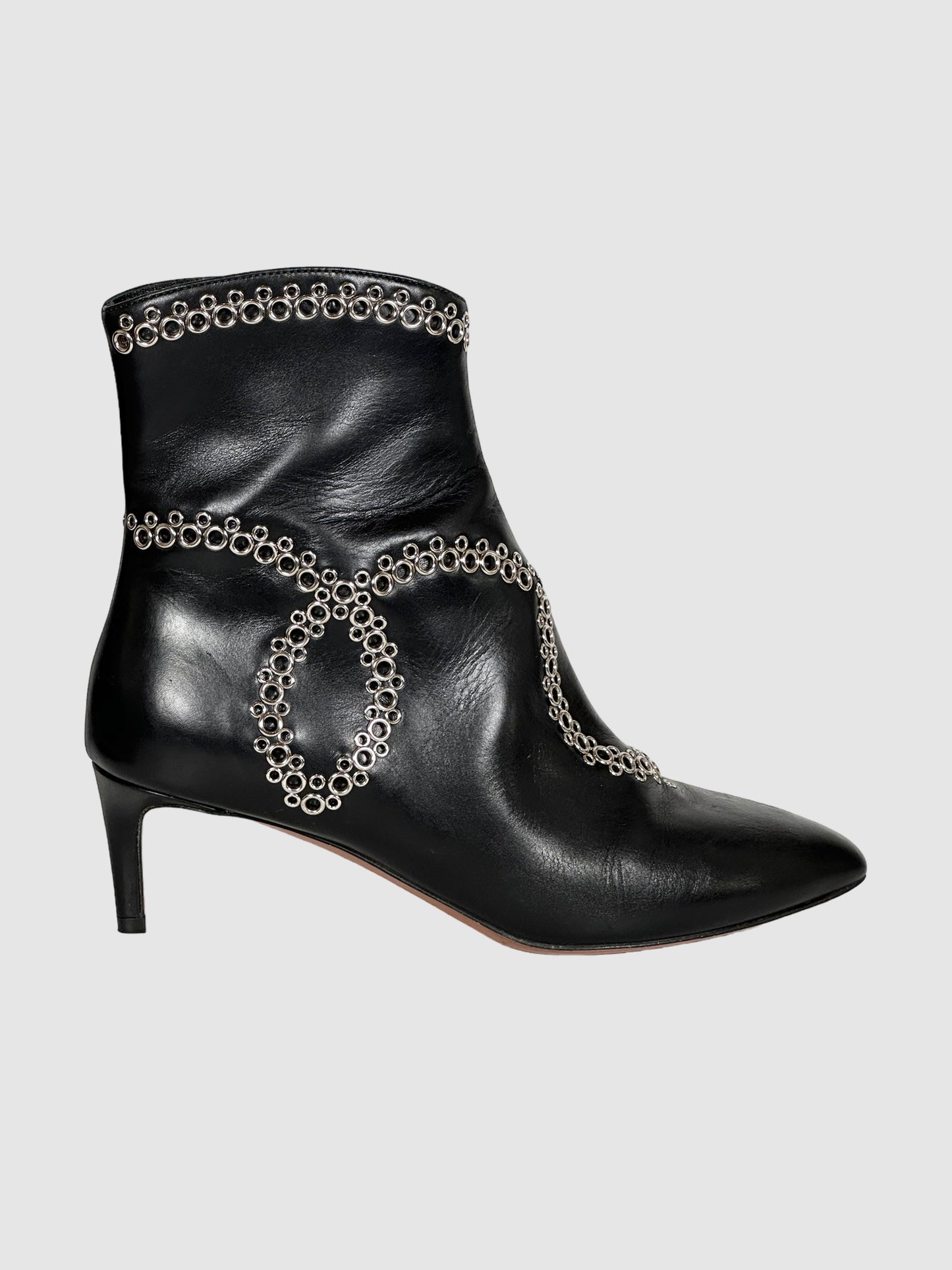 Studded Leather Ankle Boots - Size 37