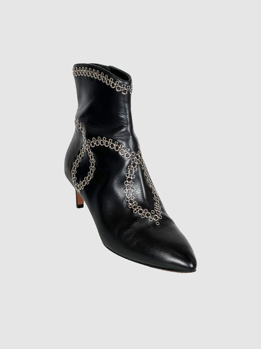Studded Leather Ankle Boots - Size 37
