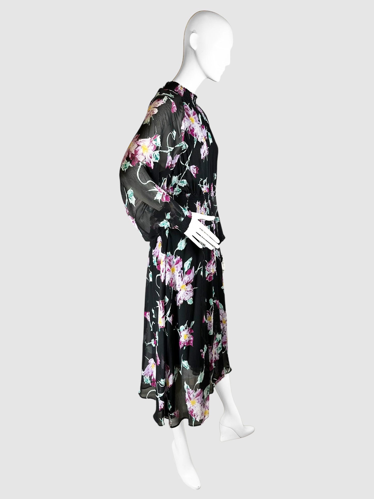 Floral Smock Waist Midi Dress - Size 12