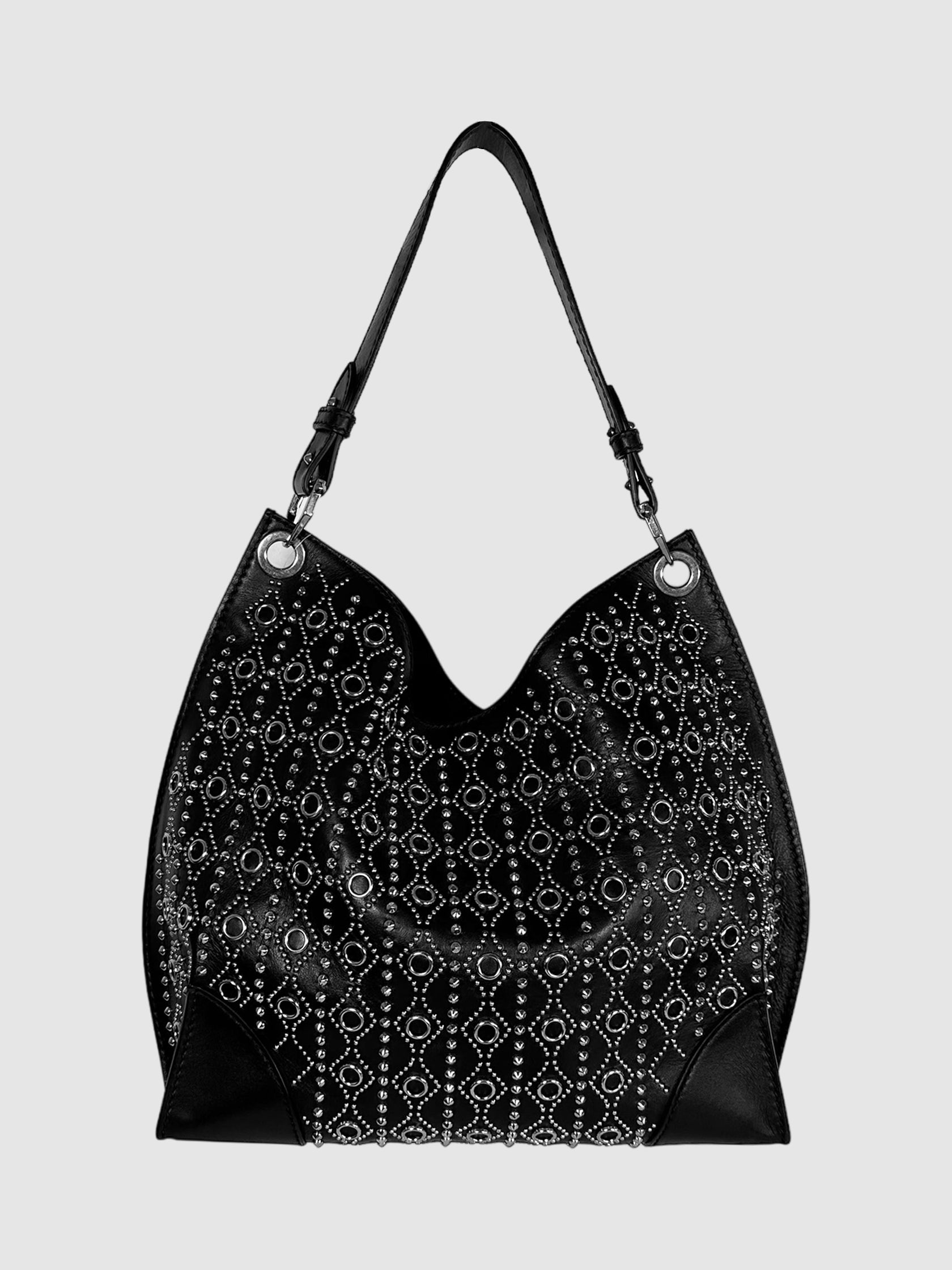 Alexander McQueen Black Leather Studded Legend Hobo Bag Consignment Secondhand Designer Luxury Resale Toronto Trendy