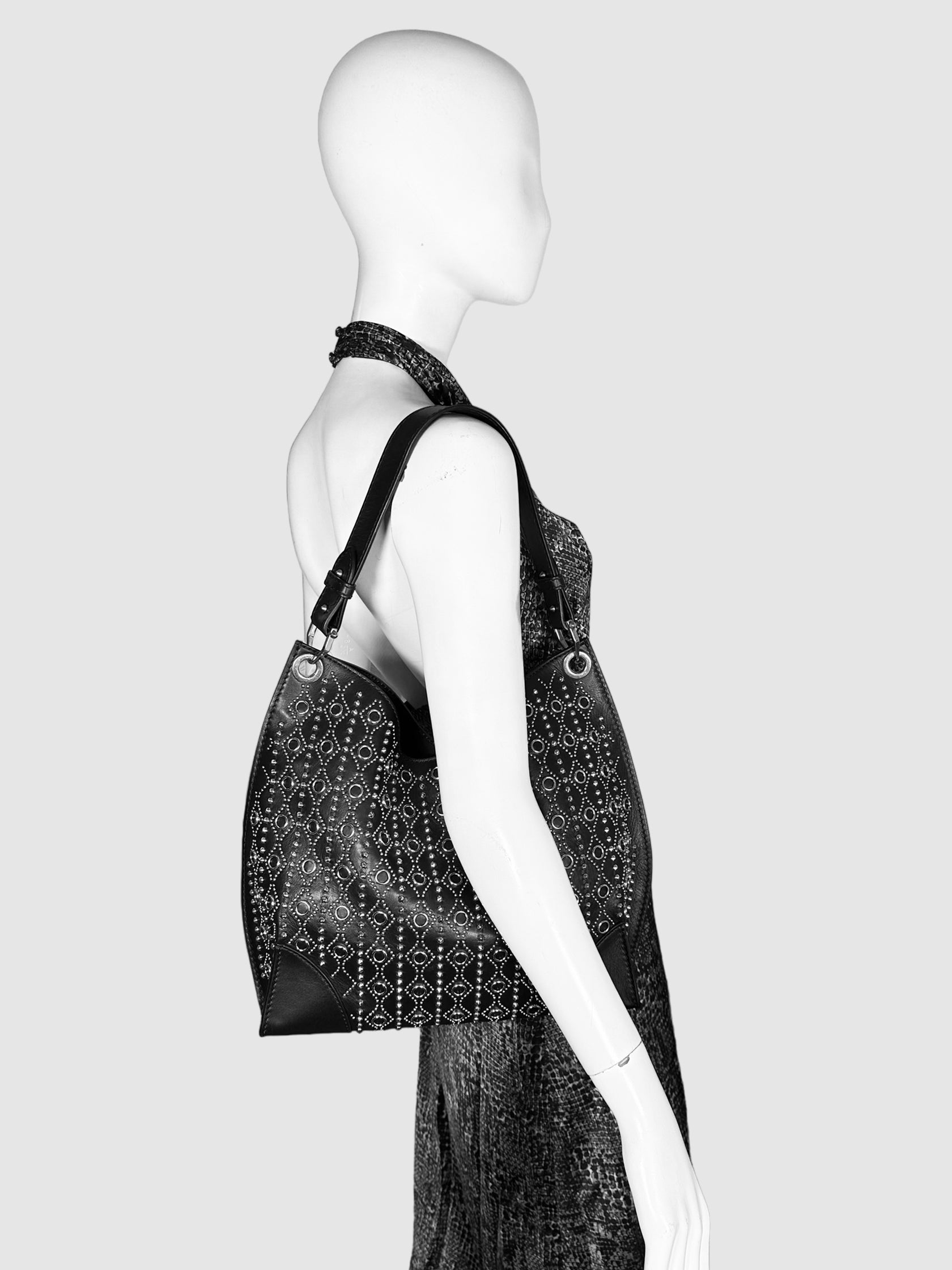 Alexander McQueen Black Leather Studded Legend Hobo Bag Consignment Secondhand Designer Luxury Resale Toronto Trendy