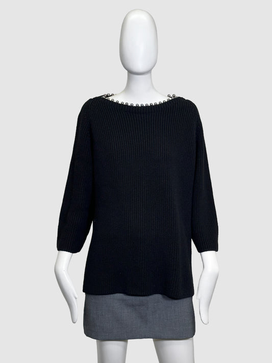 Riani Pearl Neck Chunky Knit  Sweater - Size 12