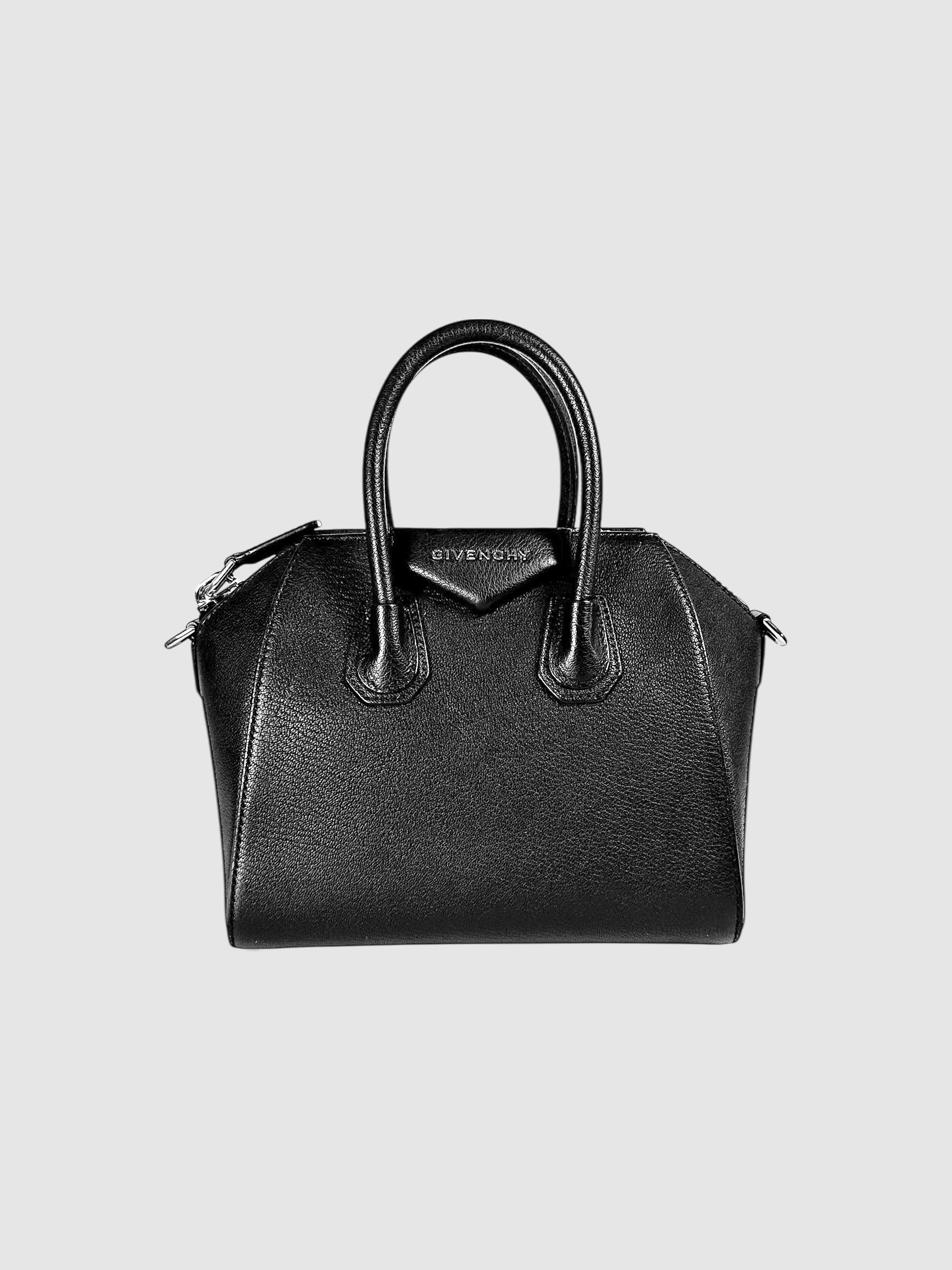 Givenchy Black Leather Mini Antigona Top Handle Bag Luxury Designer Resale Consignment Toronto Secondhand Pre-Loved Handbag