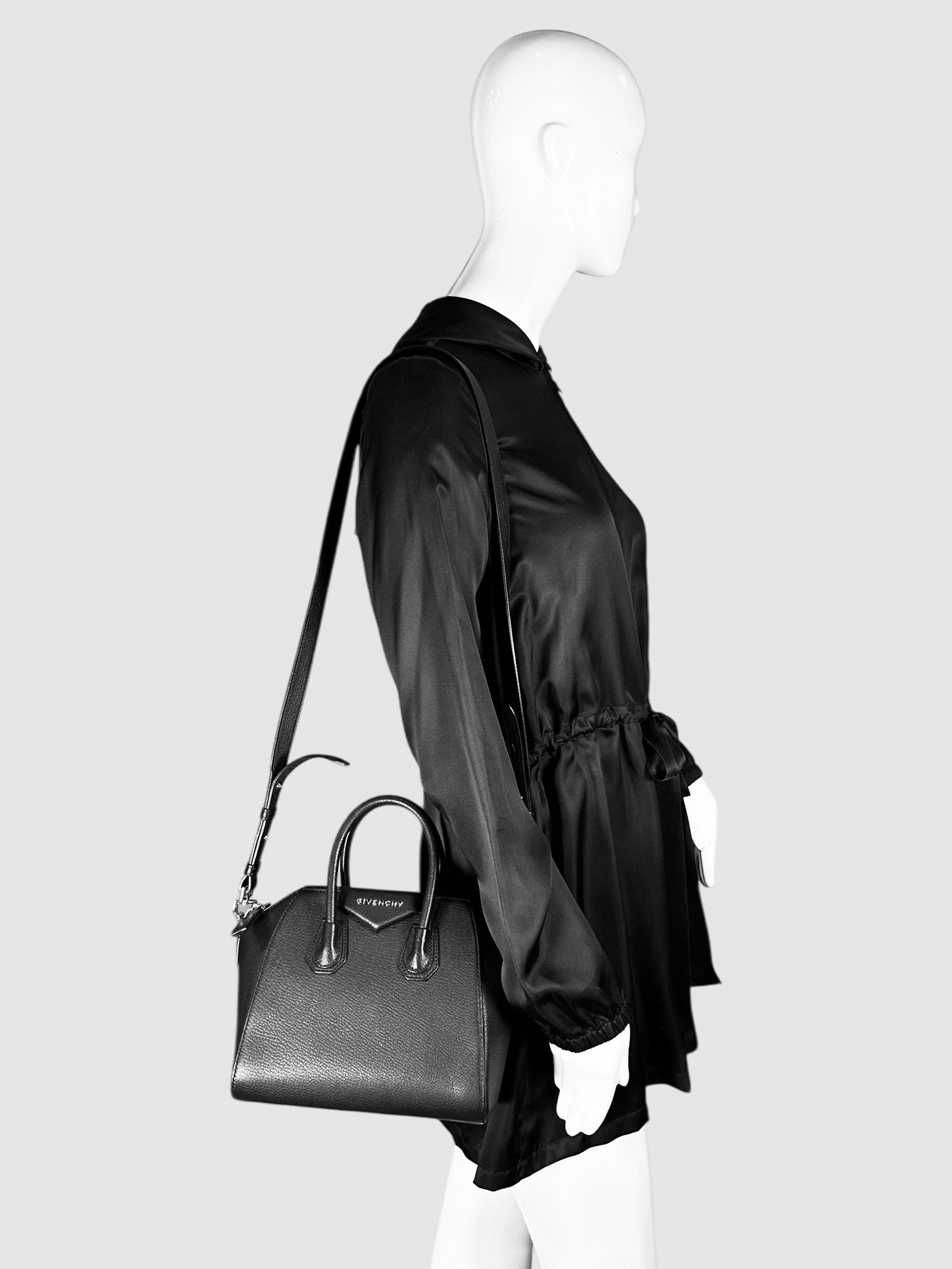 Givenchy Black Leather Mini Antigona Top Handle Bag Luxury Designer Resale Consignment Toronto Secondhand Pre-Loved Handbag