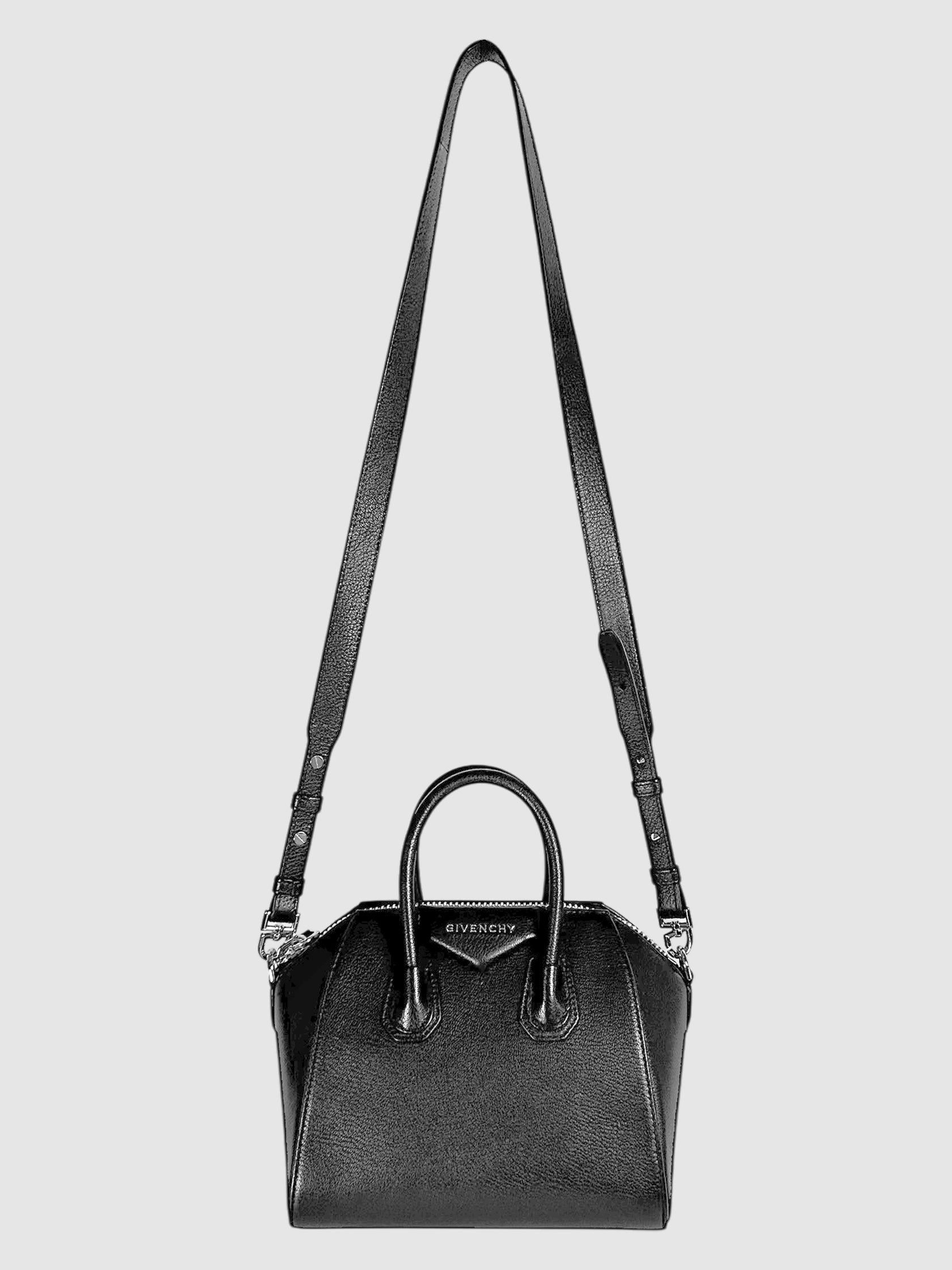 Givenchy Black Leather Mini Antigona Top Handle Bag Luxury Designer Resale Consignment Toronto Secondhand Pre-Loved Handbag