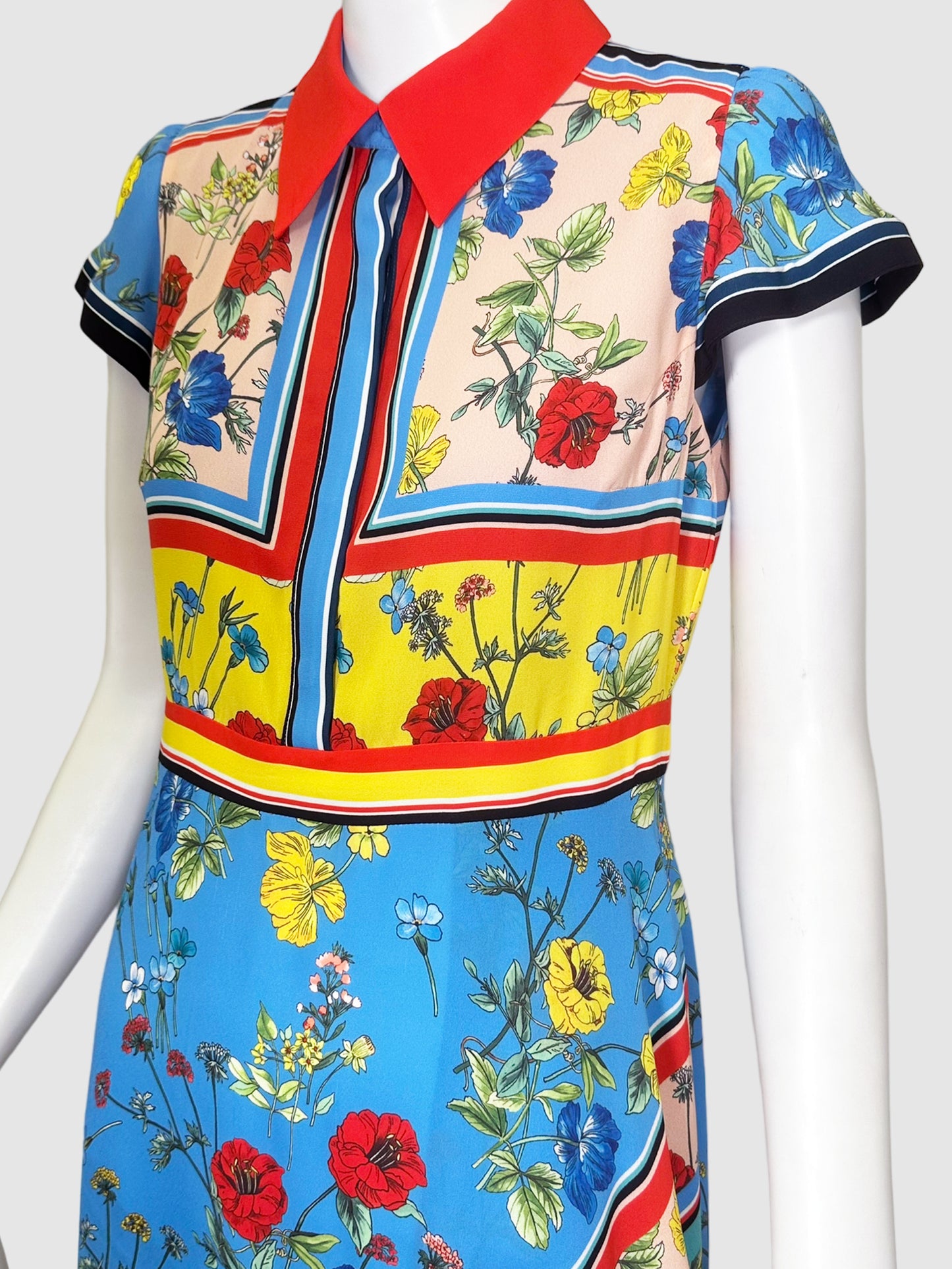 Alice + Olivia Floral Short-Sleeve Shirt Dress - Size 8