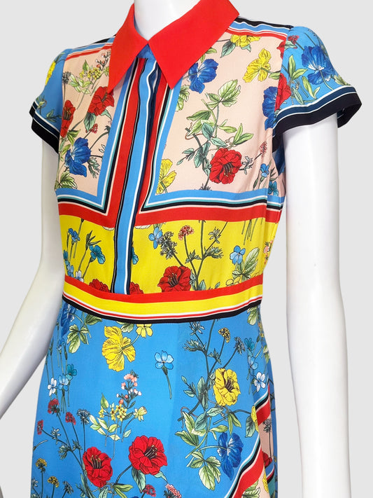 Alice + Olivia Floral Short-Sleeve Shirt Dress - Size 8