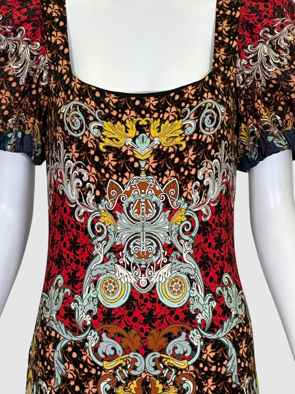 Alice + Olivia Printed Puff-sleeve Midi Dress - Size 10