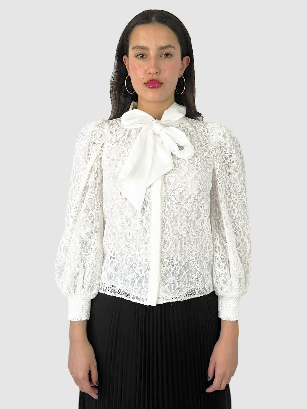 Brently Lace Tie Neck Top