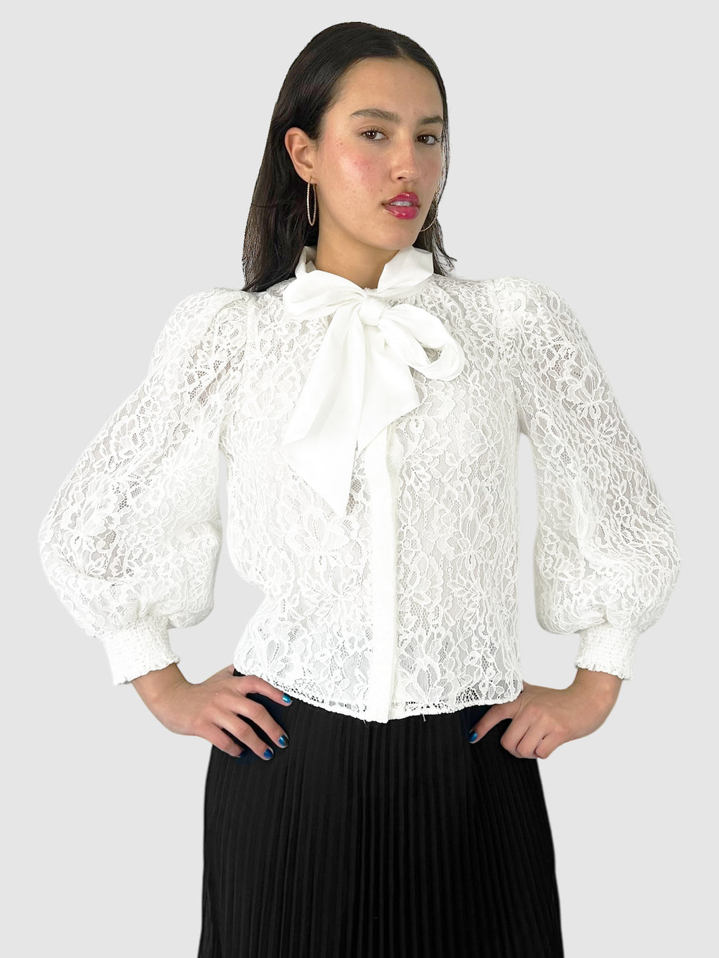 Brently Lace Tie Neck Top