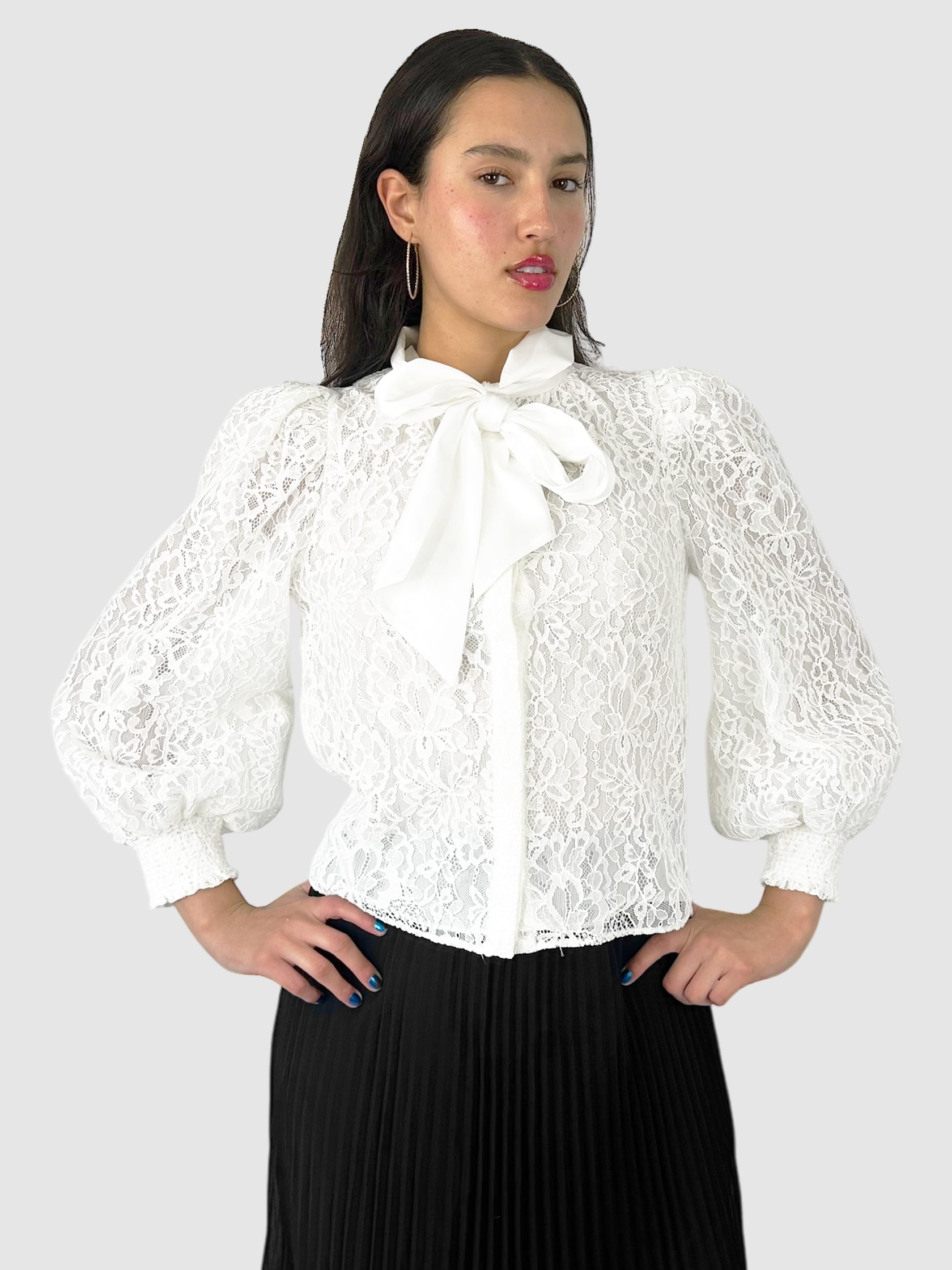 Brently Lace Tie Neck Top