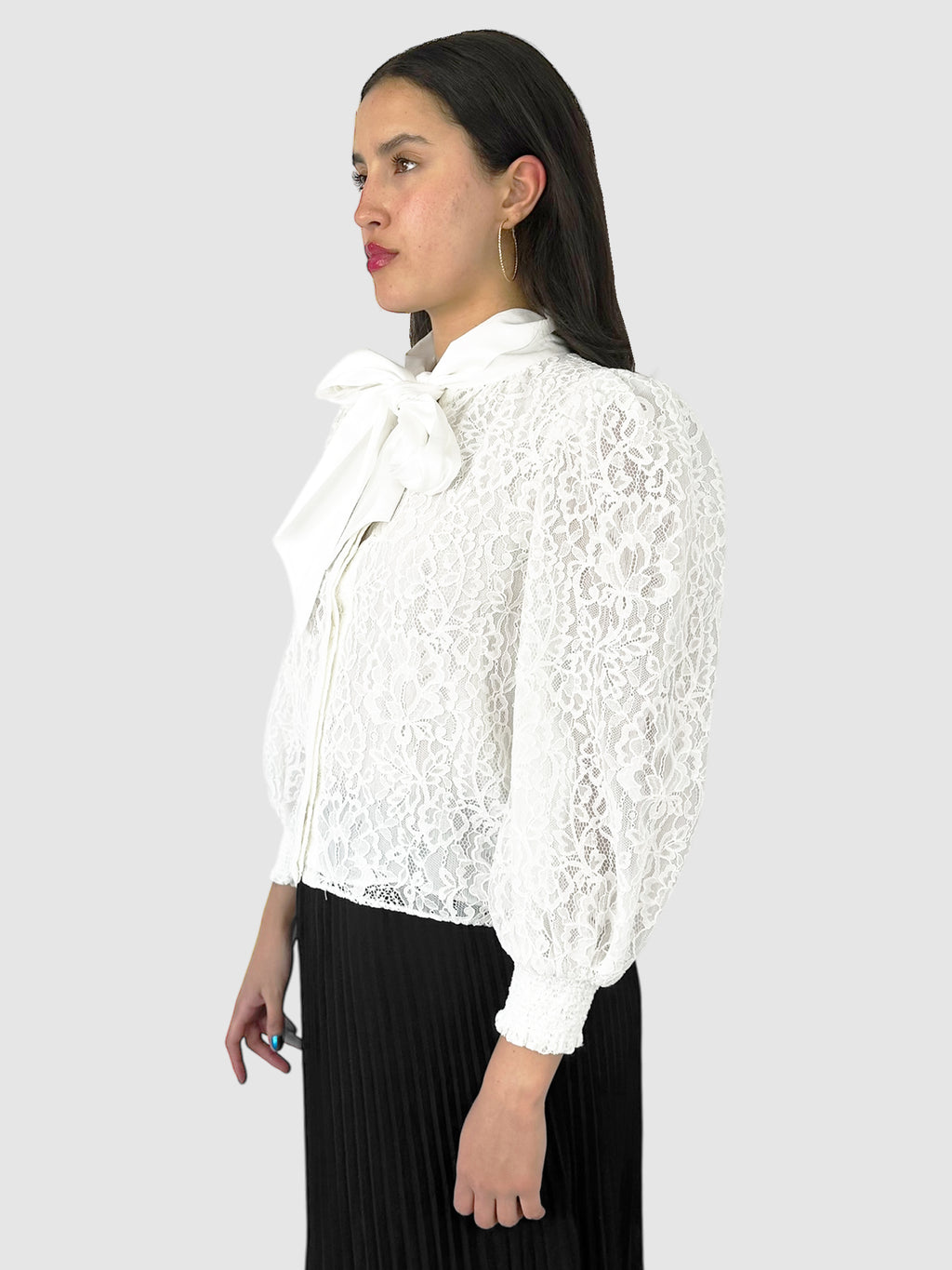 Brently Lace Tie Neck Top