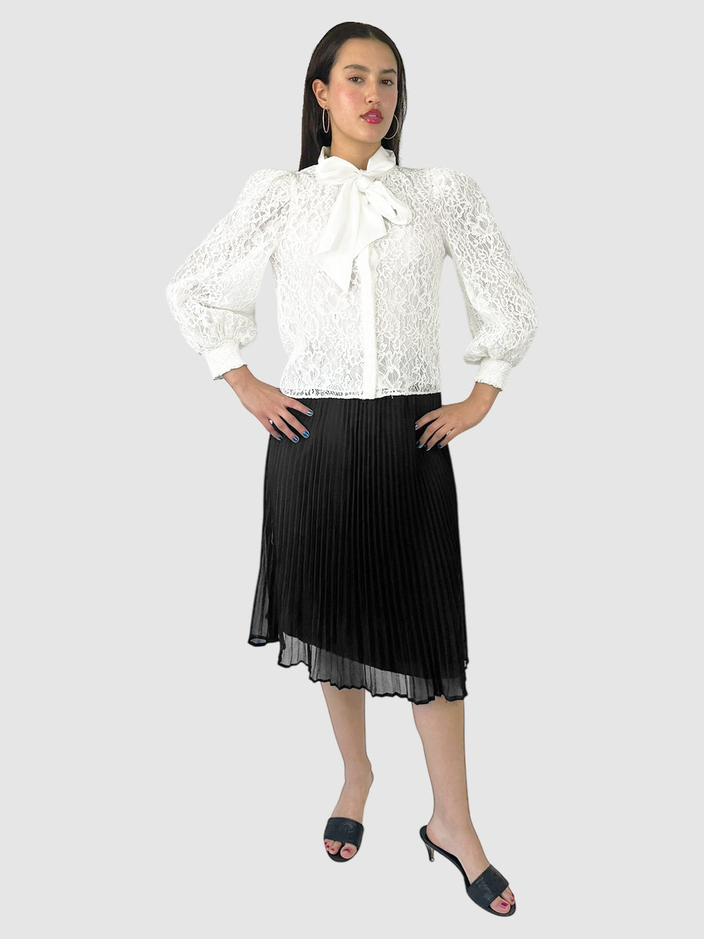 Brently Lace Tie Neck Top