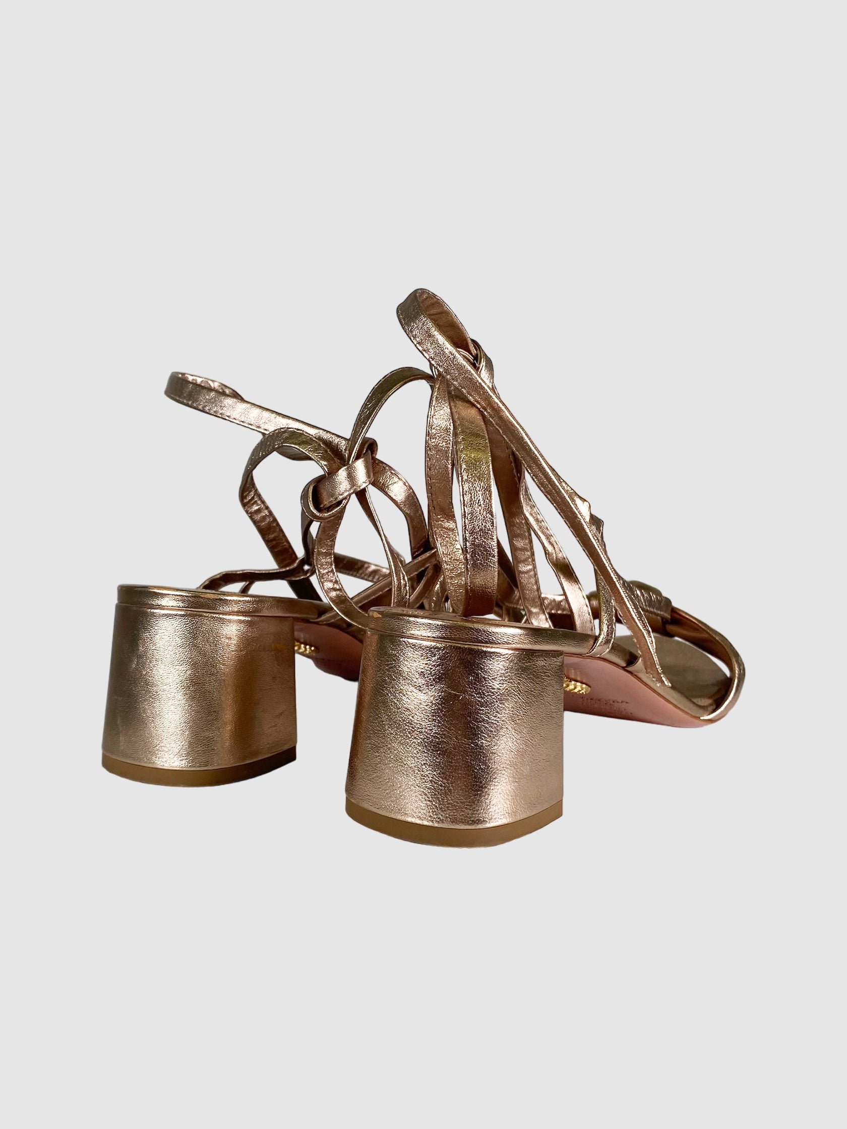 Metallic Strappy Tie Sandals - Size 41