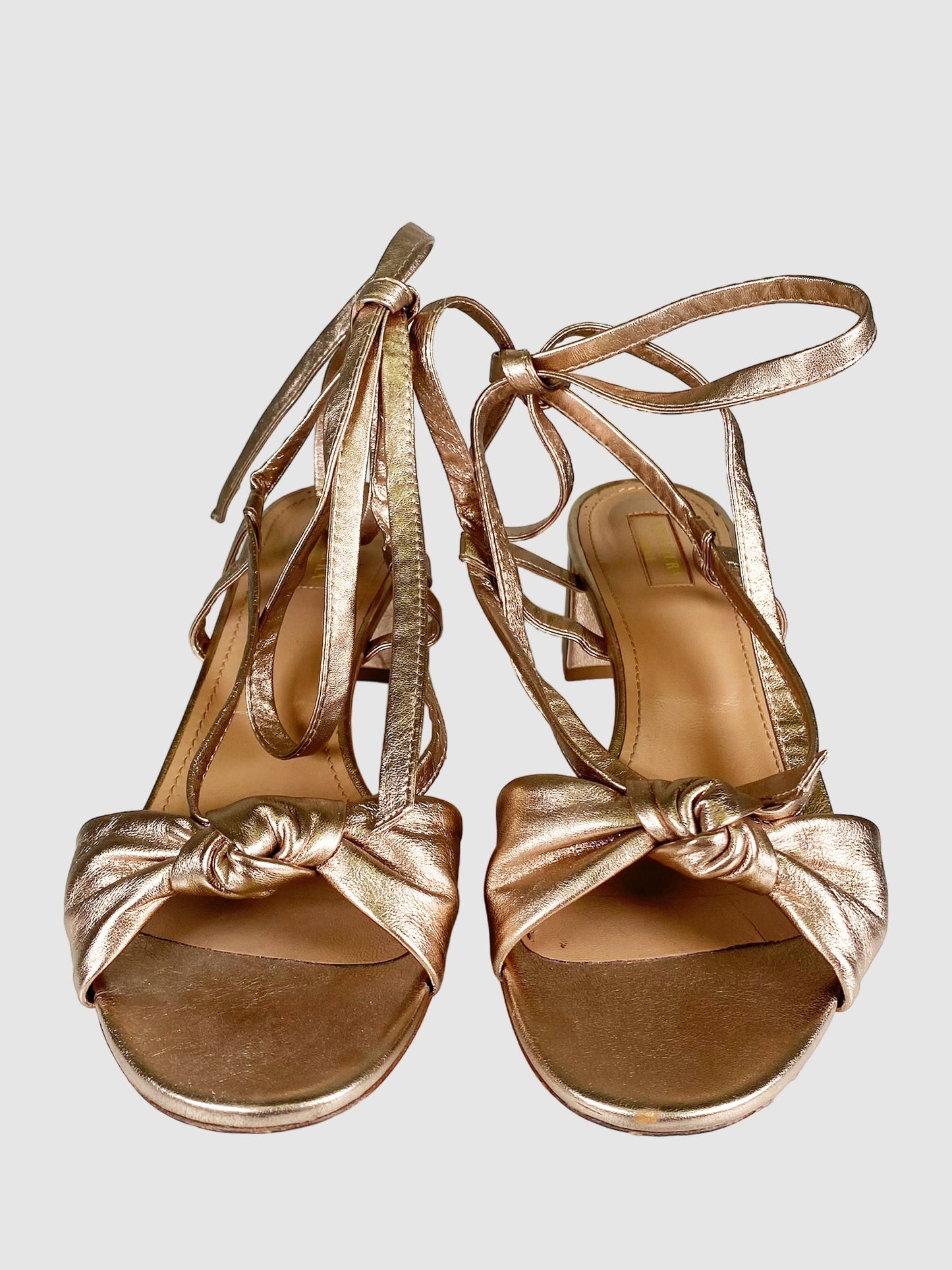 Metallic Strappy Tie Sandals - Size 41