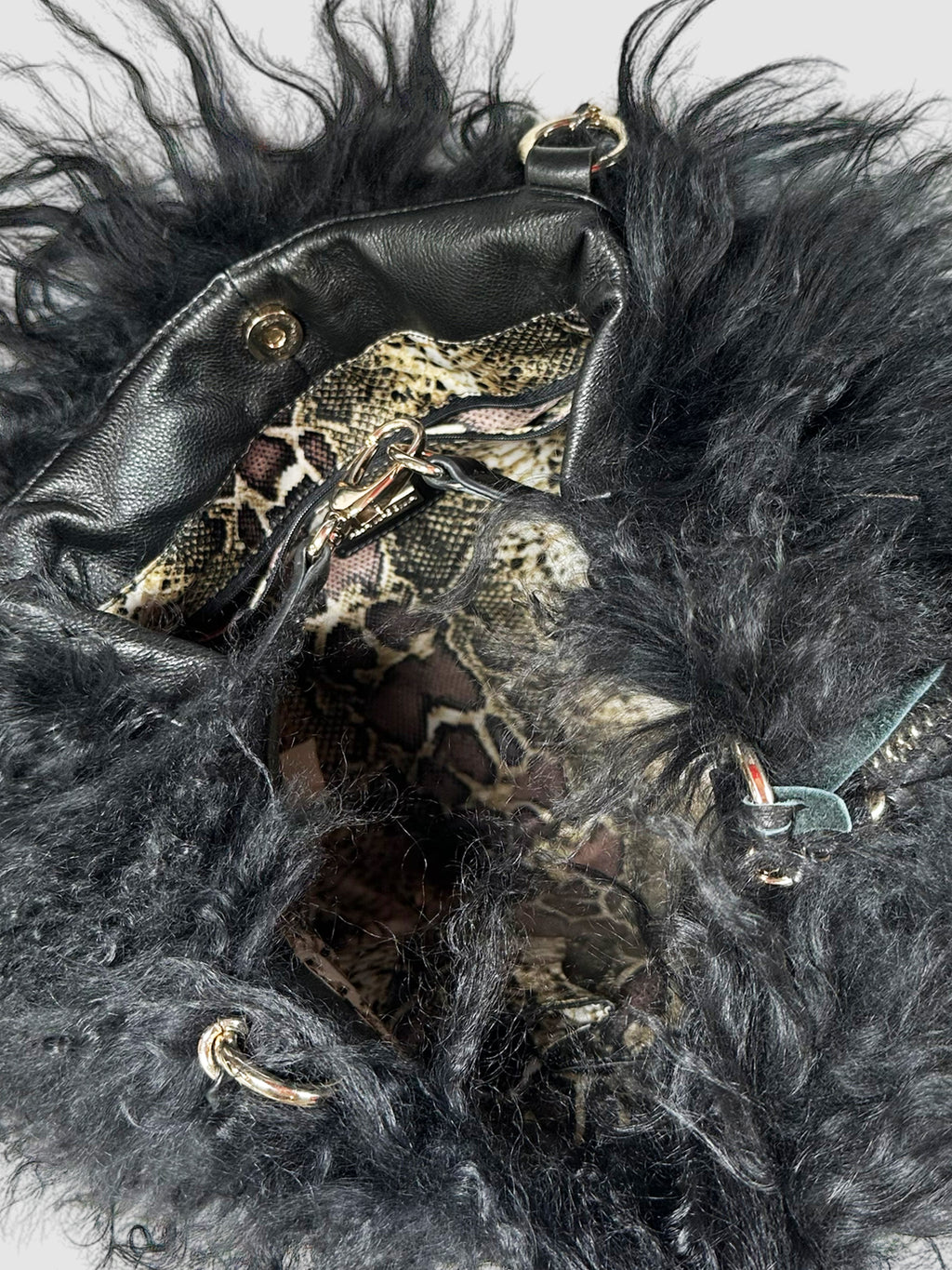 Aqua Madonna Lamb Fur Shoulder Bag