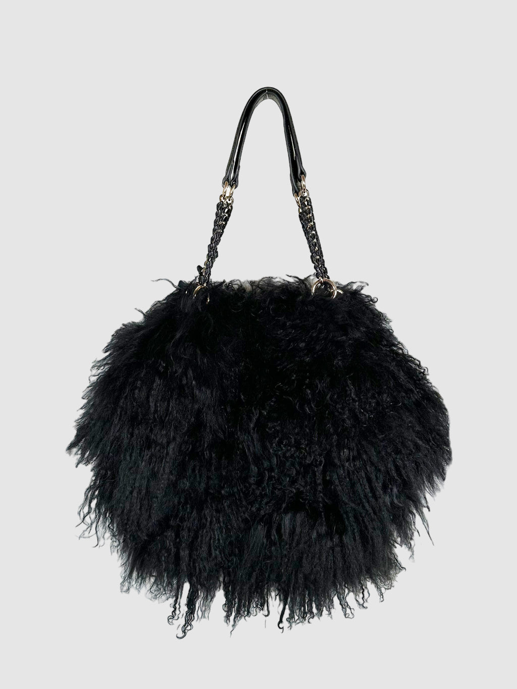 Aqua Madonna Lamb Fur Shoulder Bag