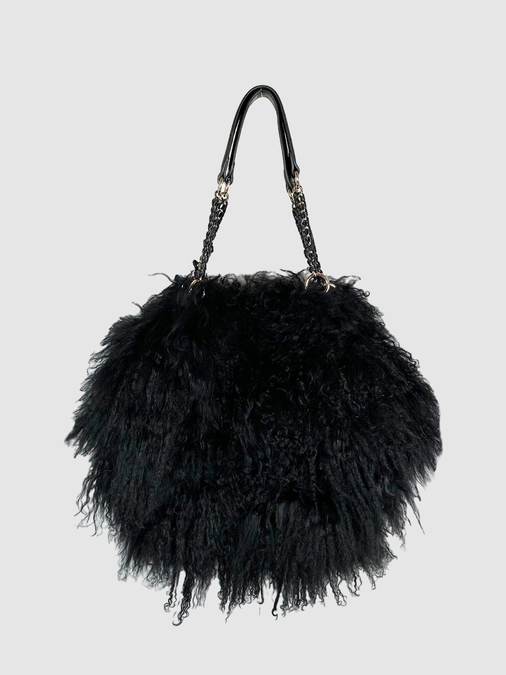 Aqua Madonna Lamb Fur Shoulder Bag