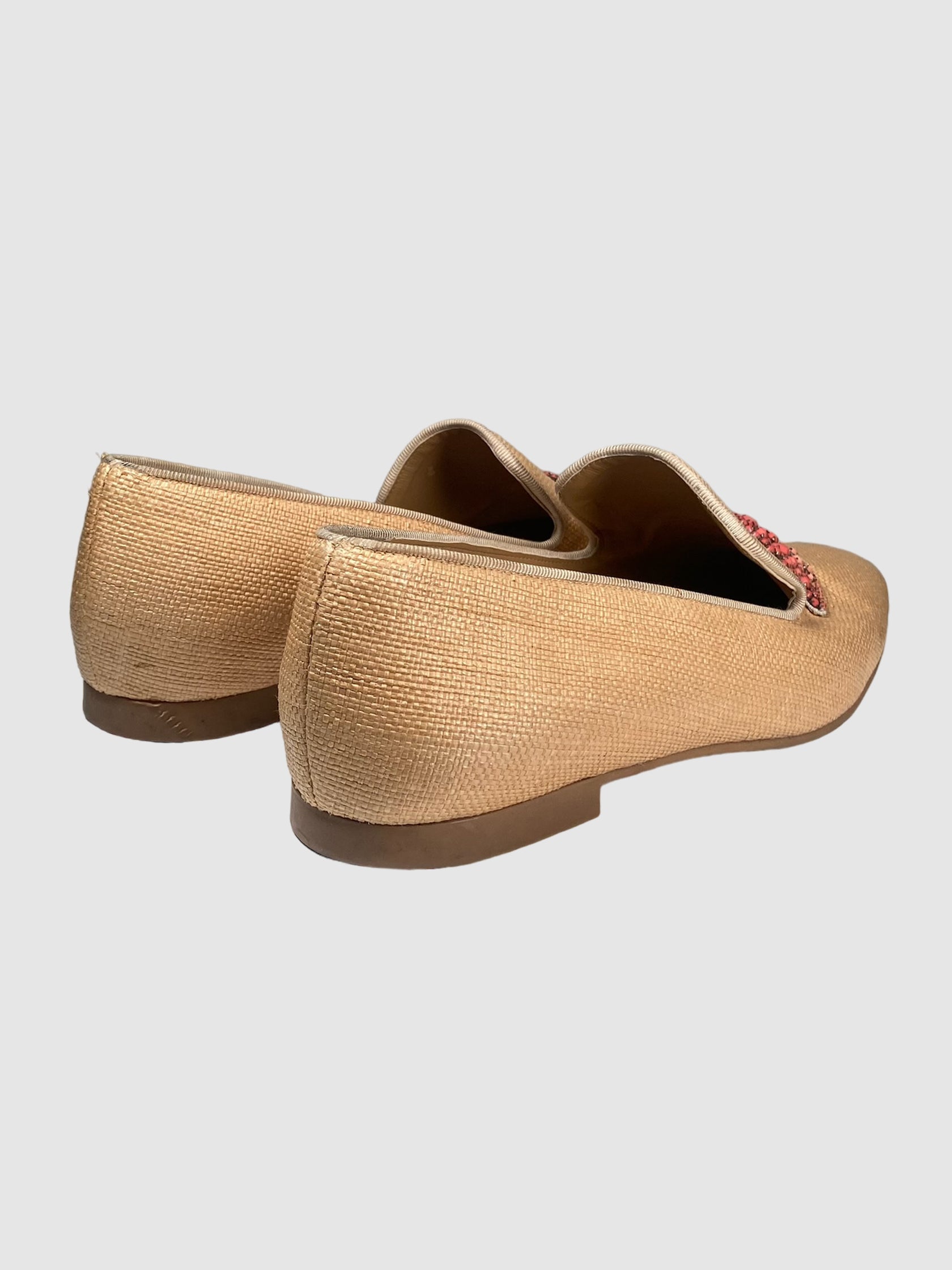 Raffia Beaded Lip Loafers - Size 41