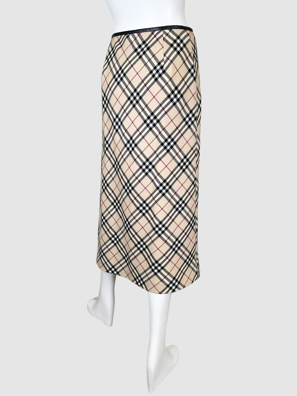 Burberry Check Print Midi Skirt - Size 40