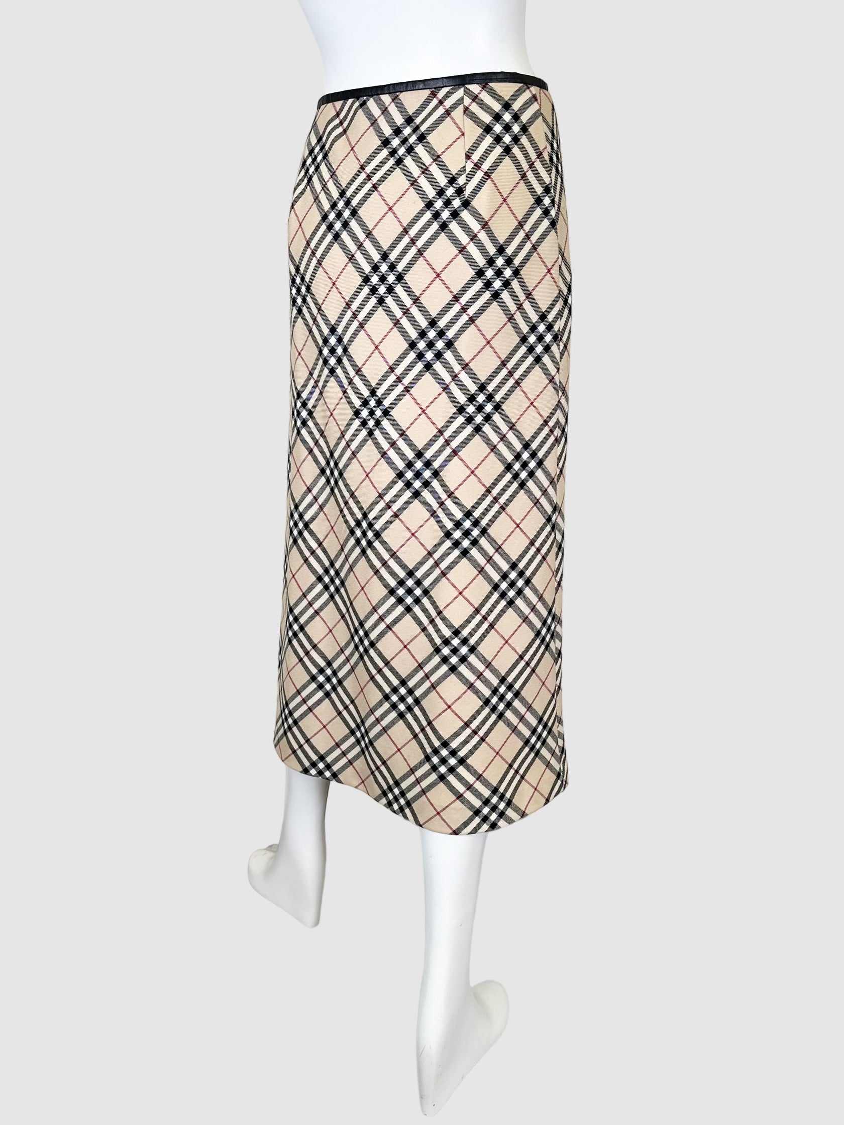 Burberry Check Print Midi Skirt - Size 40