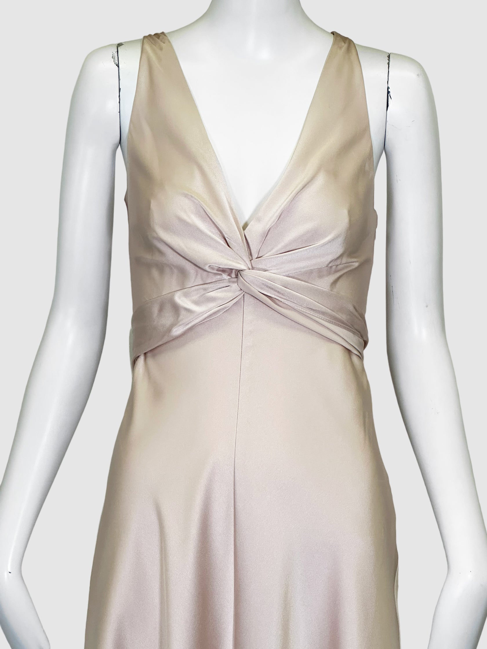 BCBG Satin Cross Back Maxi Dress - Size 2