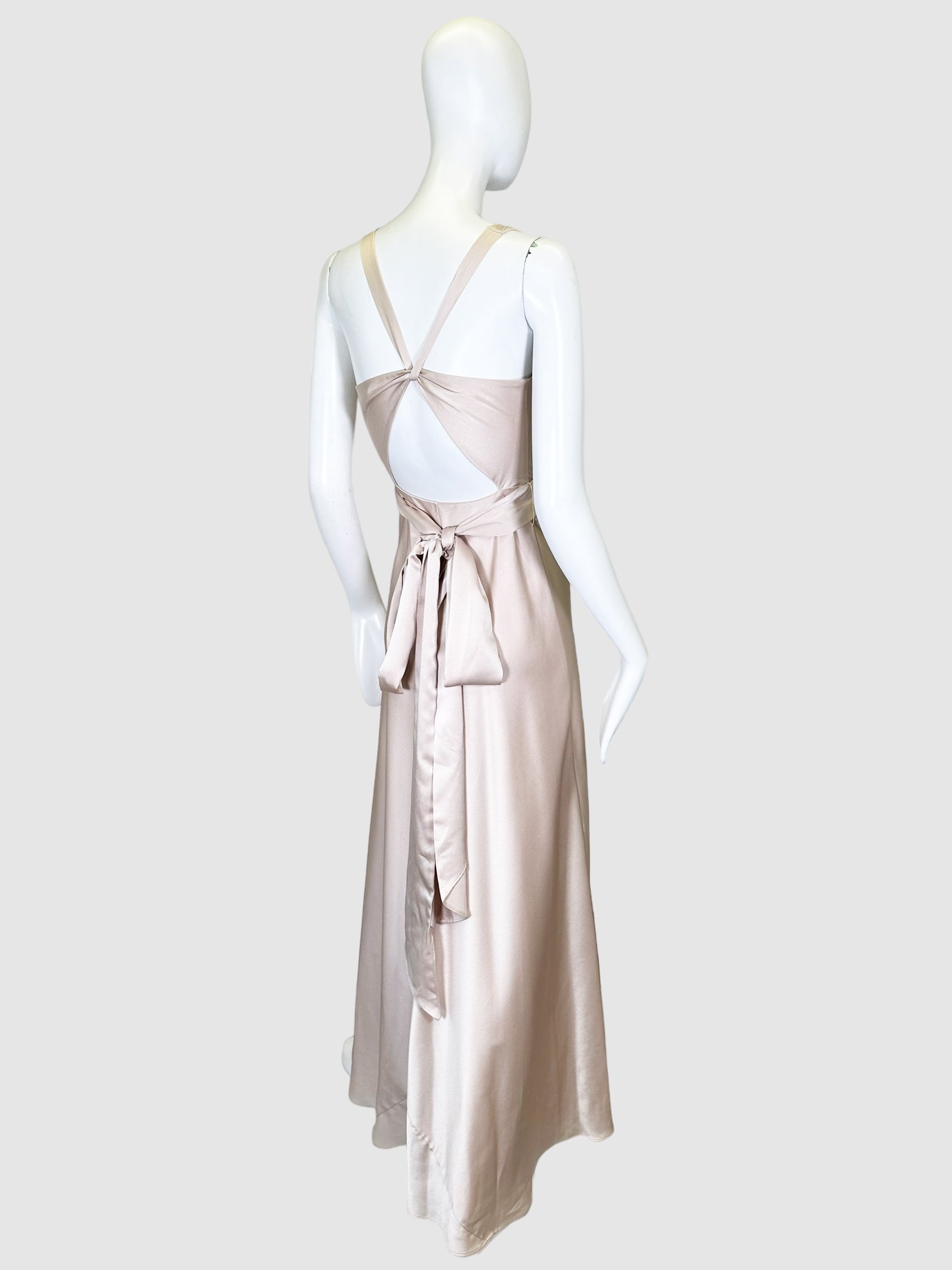 BCBG Satin Cross Back Maxi Dress - Size 2