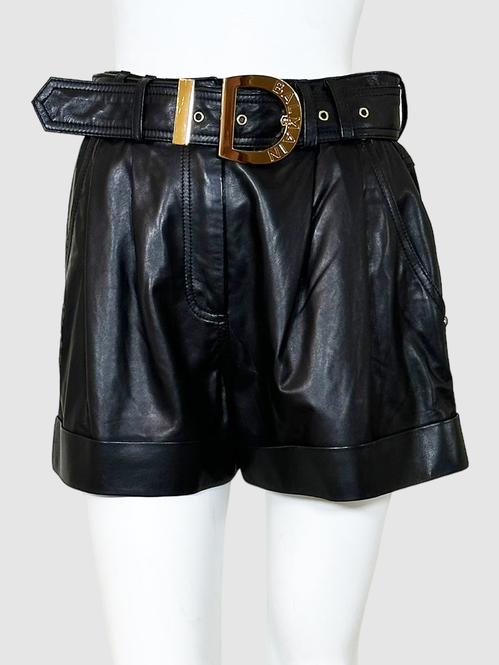 Belted Leather Shorts - Size 38