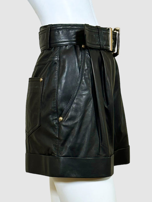 Balmain Belted Leather Shorts - Size 38