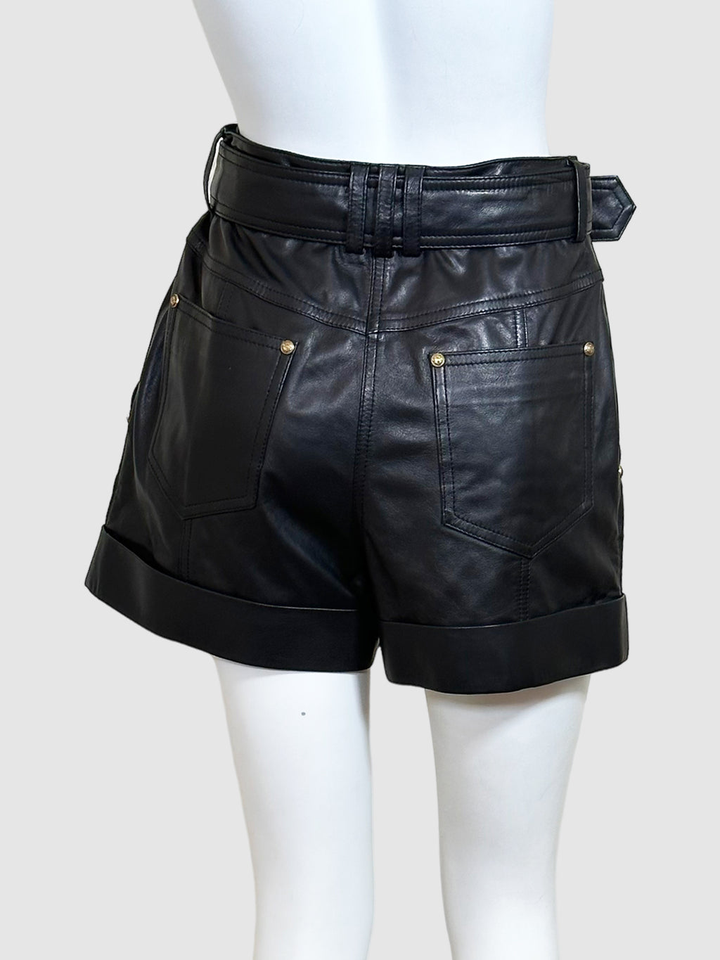 Belted Leather Shorts - Size 38