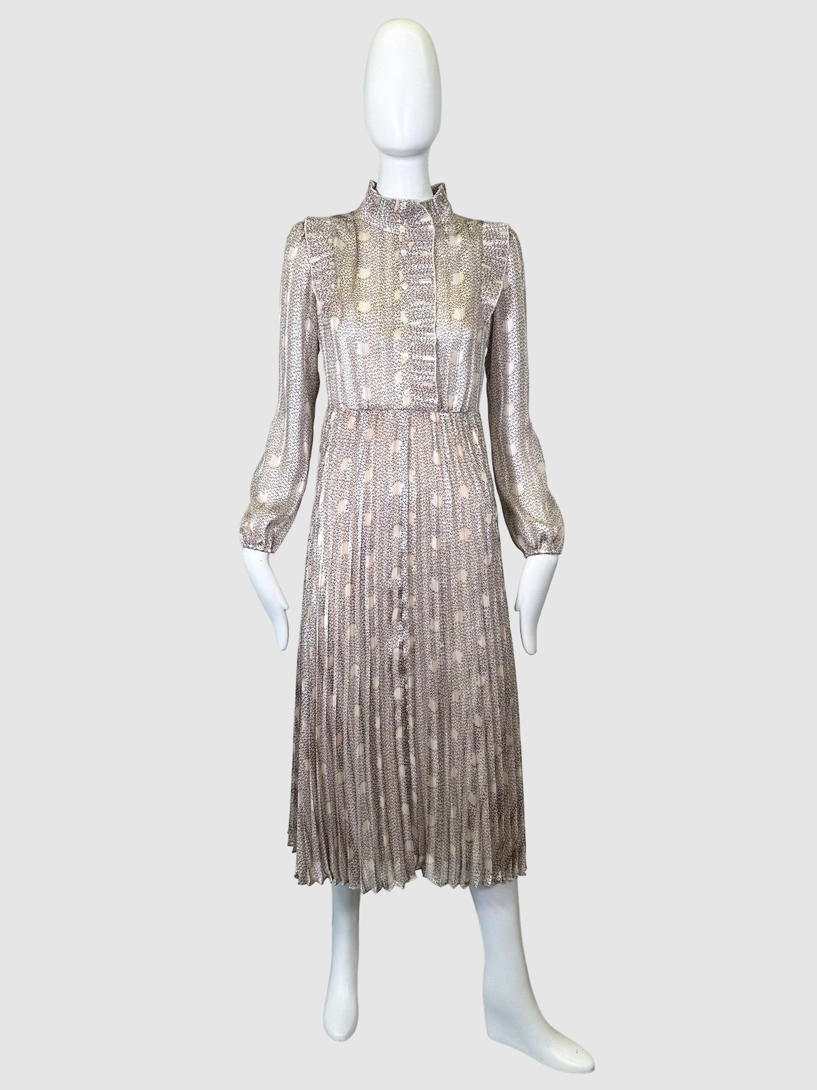 ba&sh Patterned Pleated Midi Dress - Size XS