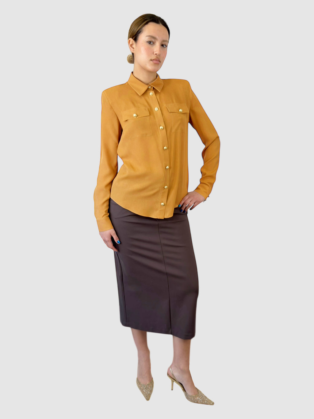 Silk Button-Up Top