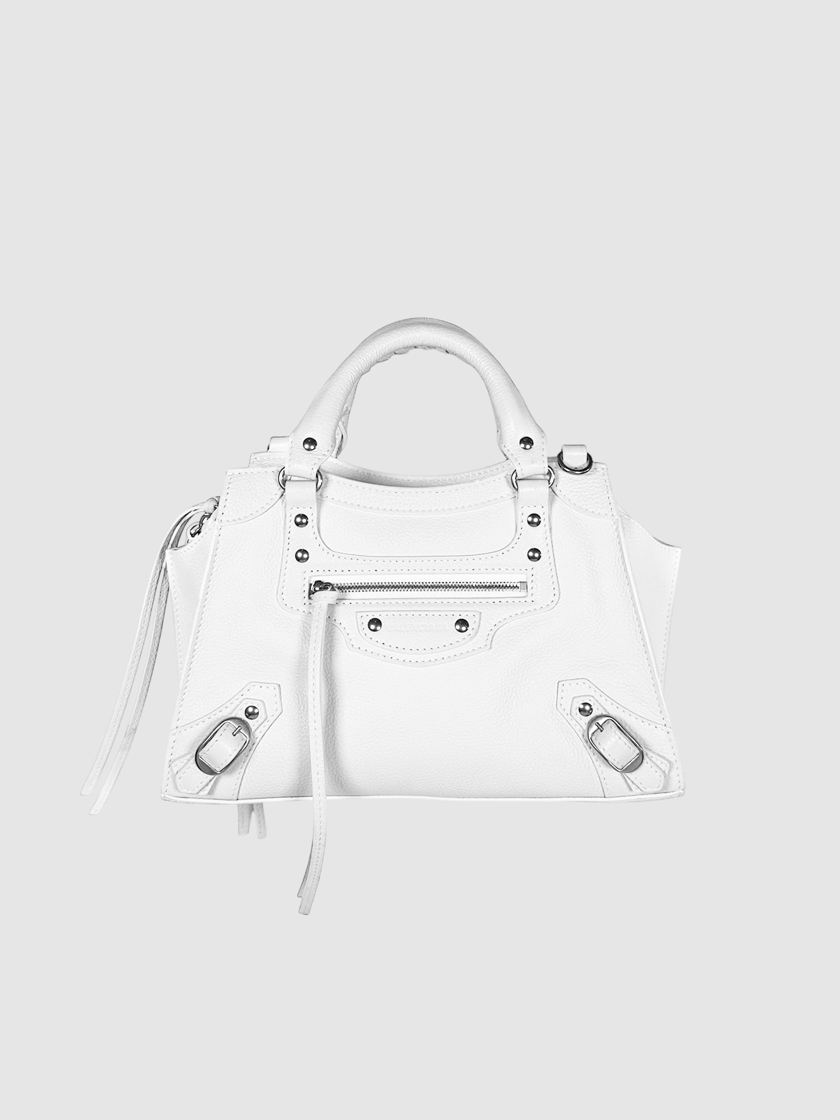 Balenciaga White Leather Neo Classic Mini City Bag Luxury Designer Resale Handbag Consignment Secondhand Trendy Toronto Canada