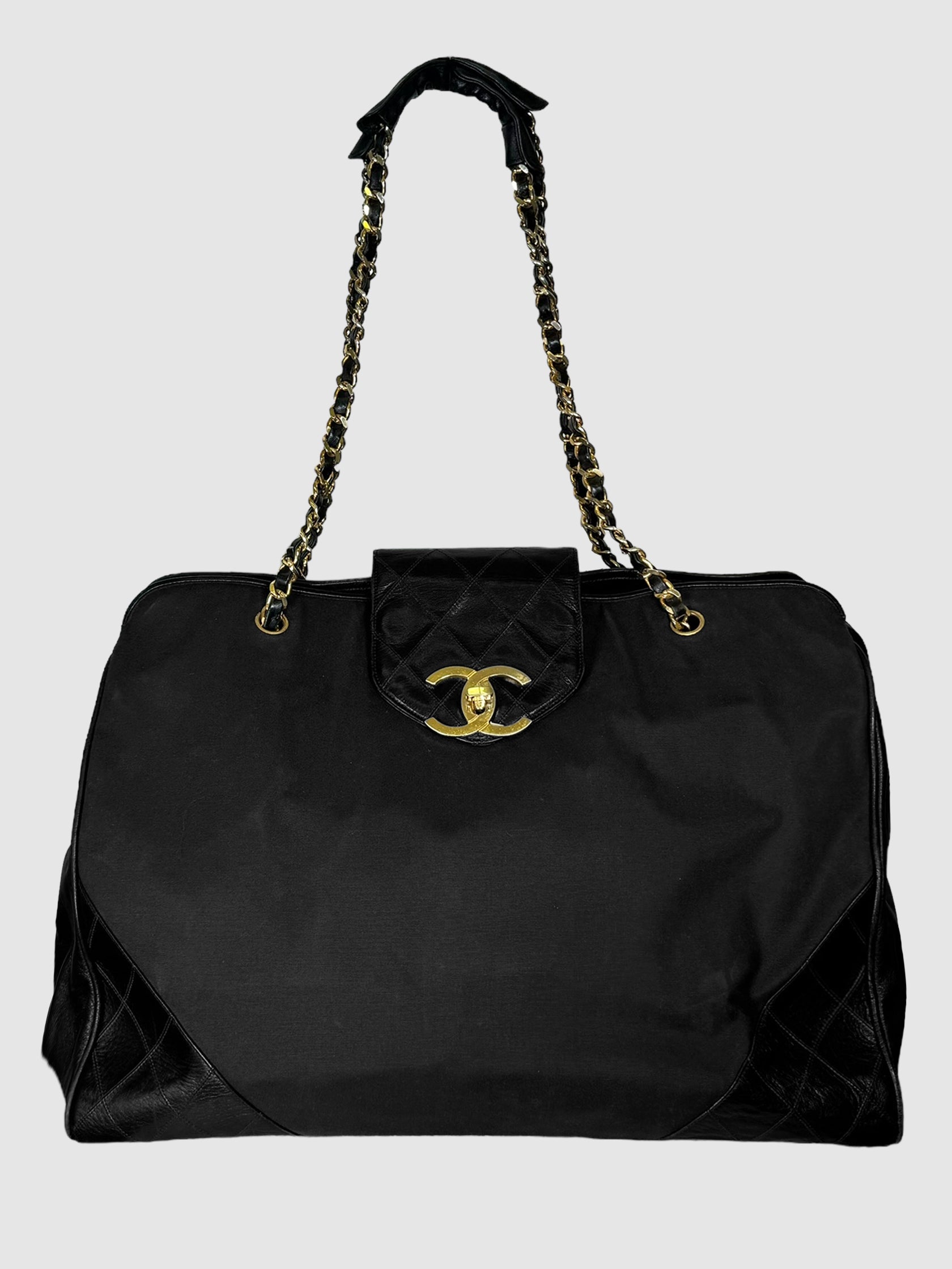 Chanel Black 1991 Canvas XL Supermodel Weekender Tote Consignment Secondhand Designer Luxury Resale Toronto Trendy