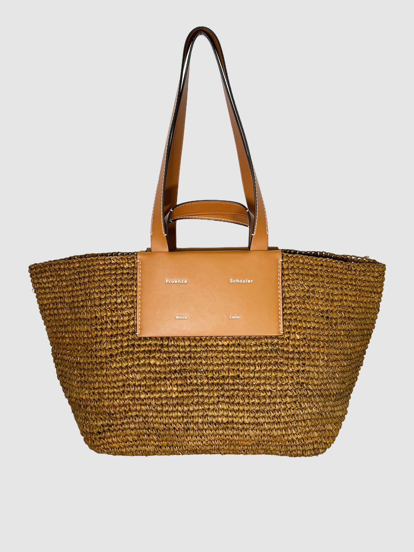 Proenza Schouler Large Morris Raffia Tote Bag woven shoulder bag consignment luxury designer resale secondhand