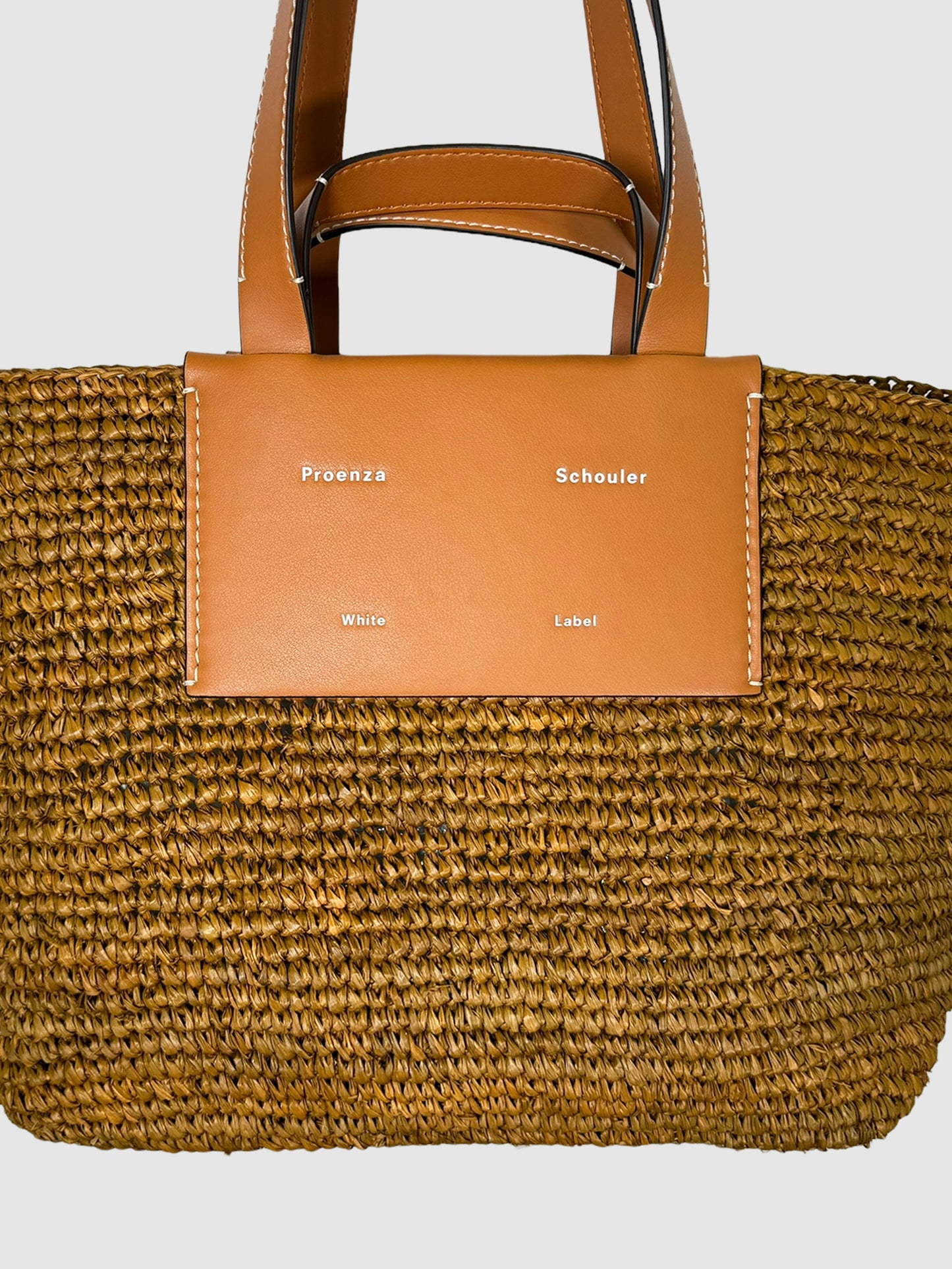 Proenza Schouler Large Morris Raffia Tote Bag woven shoulder bag consignment luxury designer resale secondhand