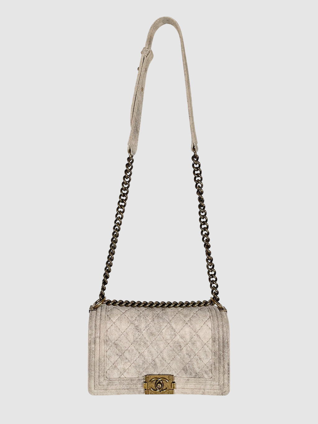 Chanel 2013-2014 Grey Distressed Python Quilted Leather Boy Bag Luxury Designer Resale Toronto Canada Consignment Secondhand Vintage