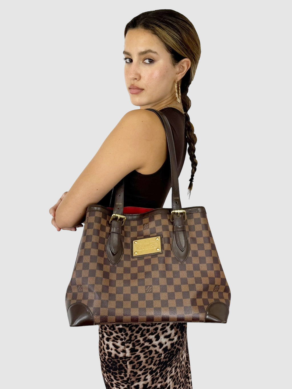 Louis Vuitton Brown Damier Ebene Hampstead MM Shoulder Bag Luxury Designer Resale Consignment Secondhand Toronto Canada
