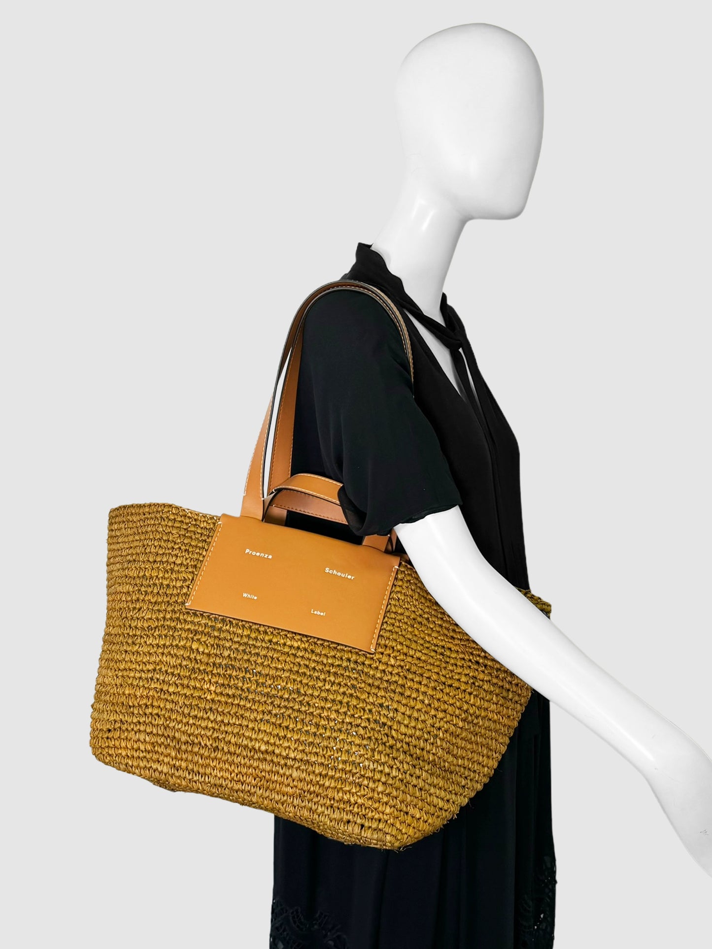 Proenza Schouler Large Morris Raffia Tote Bag woven shoulder bag consignment luxury designer resale secondhand