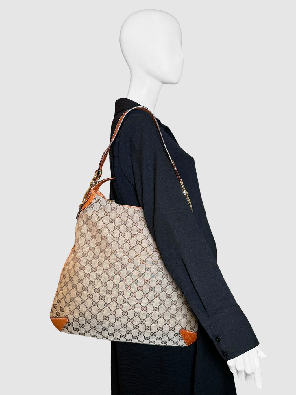 Gucci Large Beige Creole GG Hobo Shoulder Bag Consignment Secondhand Designer Luxury Resale Toronto Trendy
