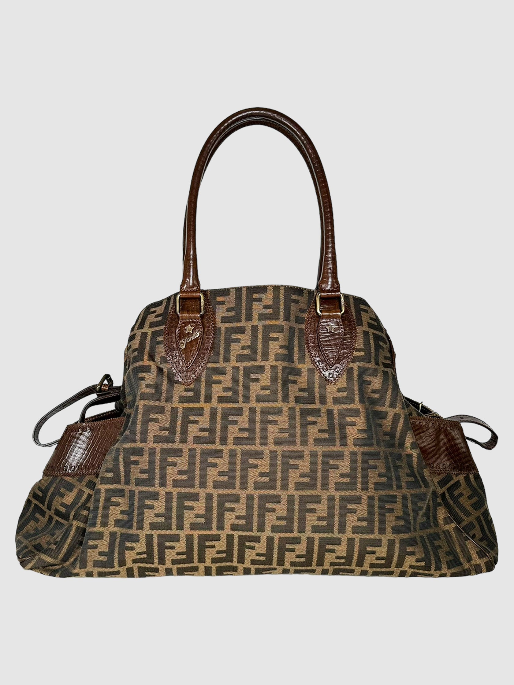 Fendi Large Zucca Ethniko Shoulder Bag Consignment Secondhand Designer Luxury Resale Toronto Trendy