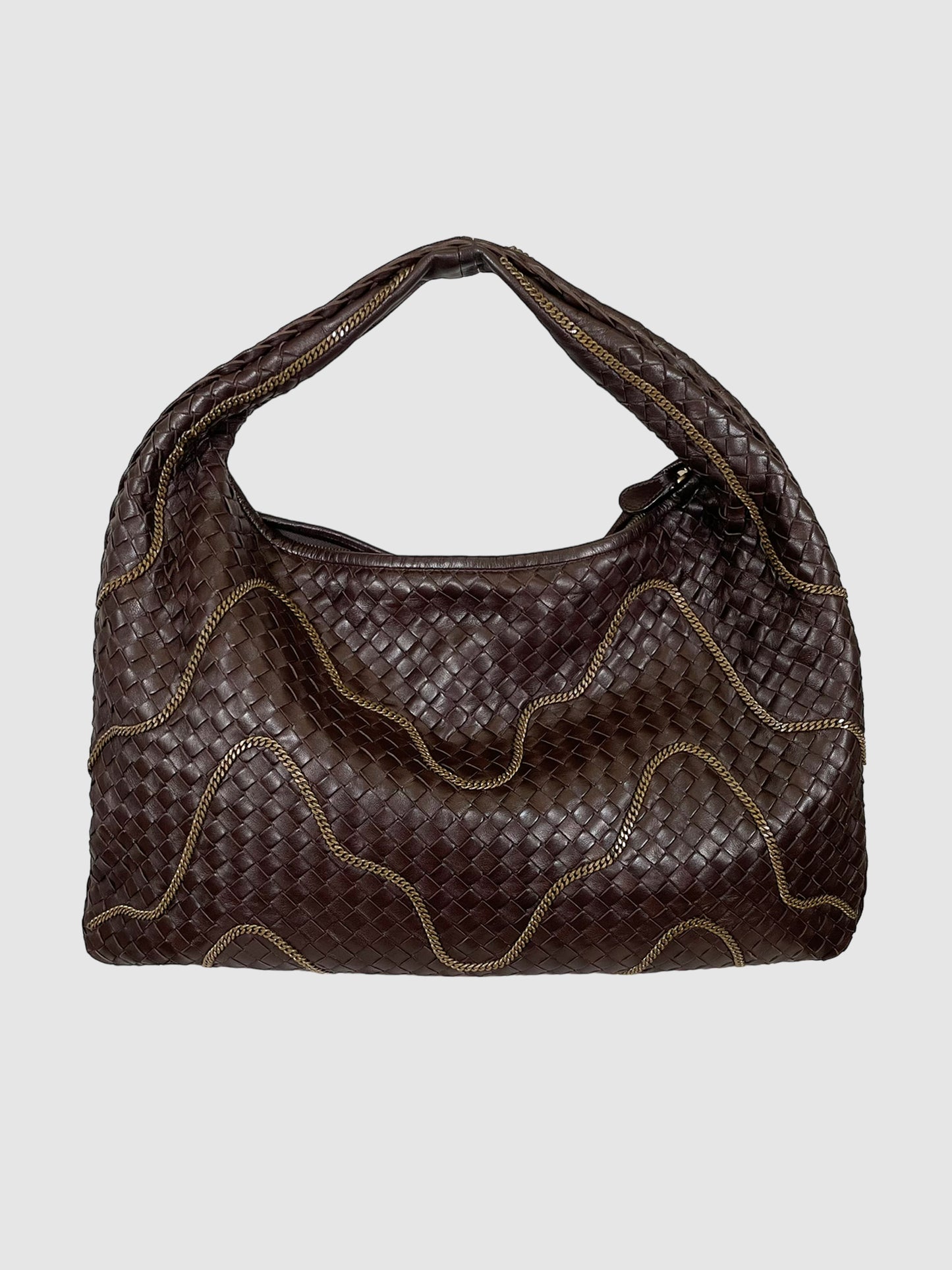 Bottega Veneta Intrecciato Leather Chain Link Detail Hobo Bag