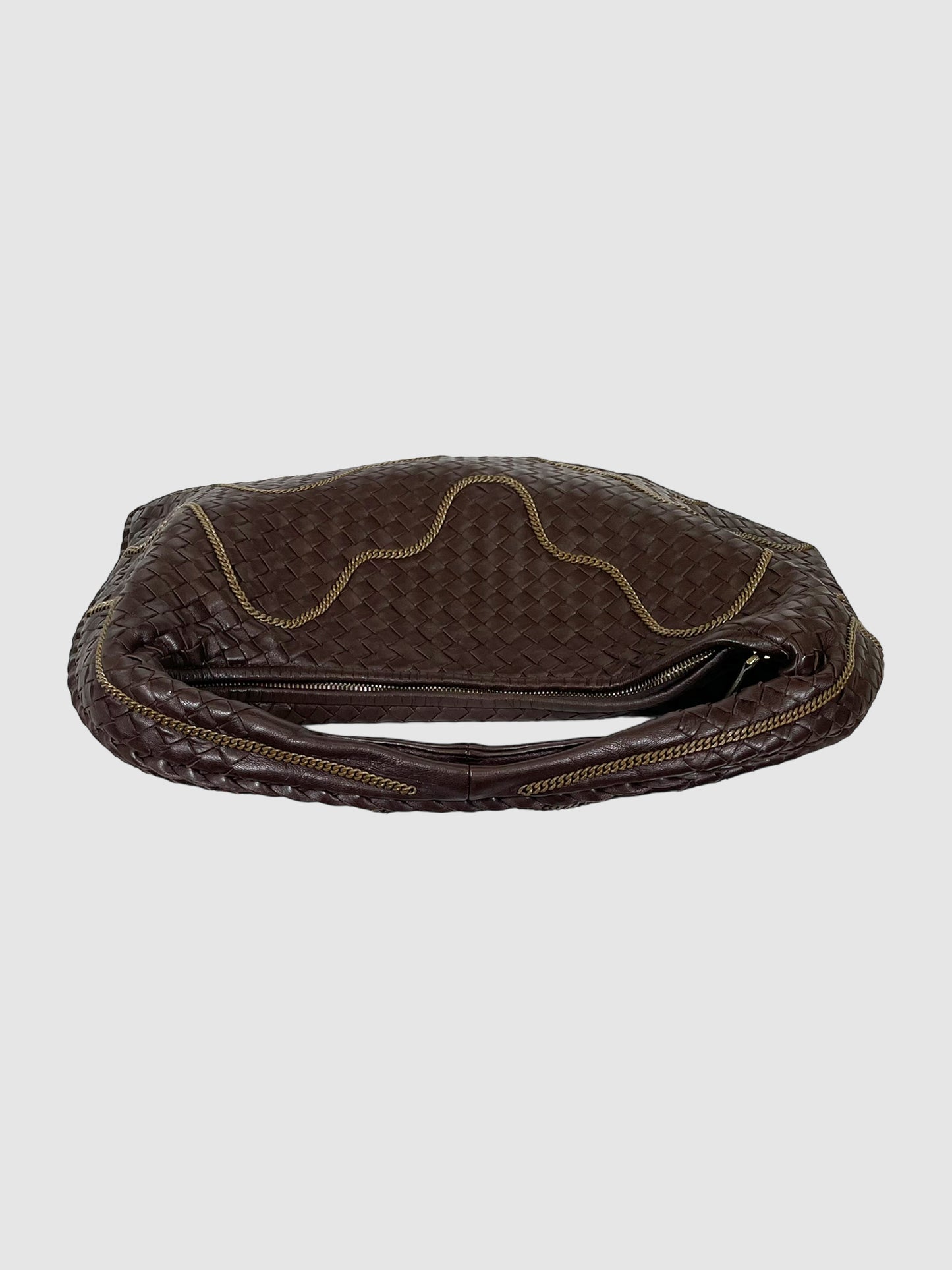 Bottega Veneta Intrecciato Leather Chain Link Detail Hobo Bag